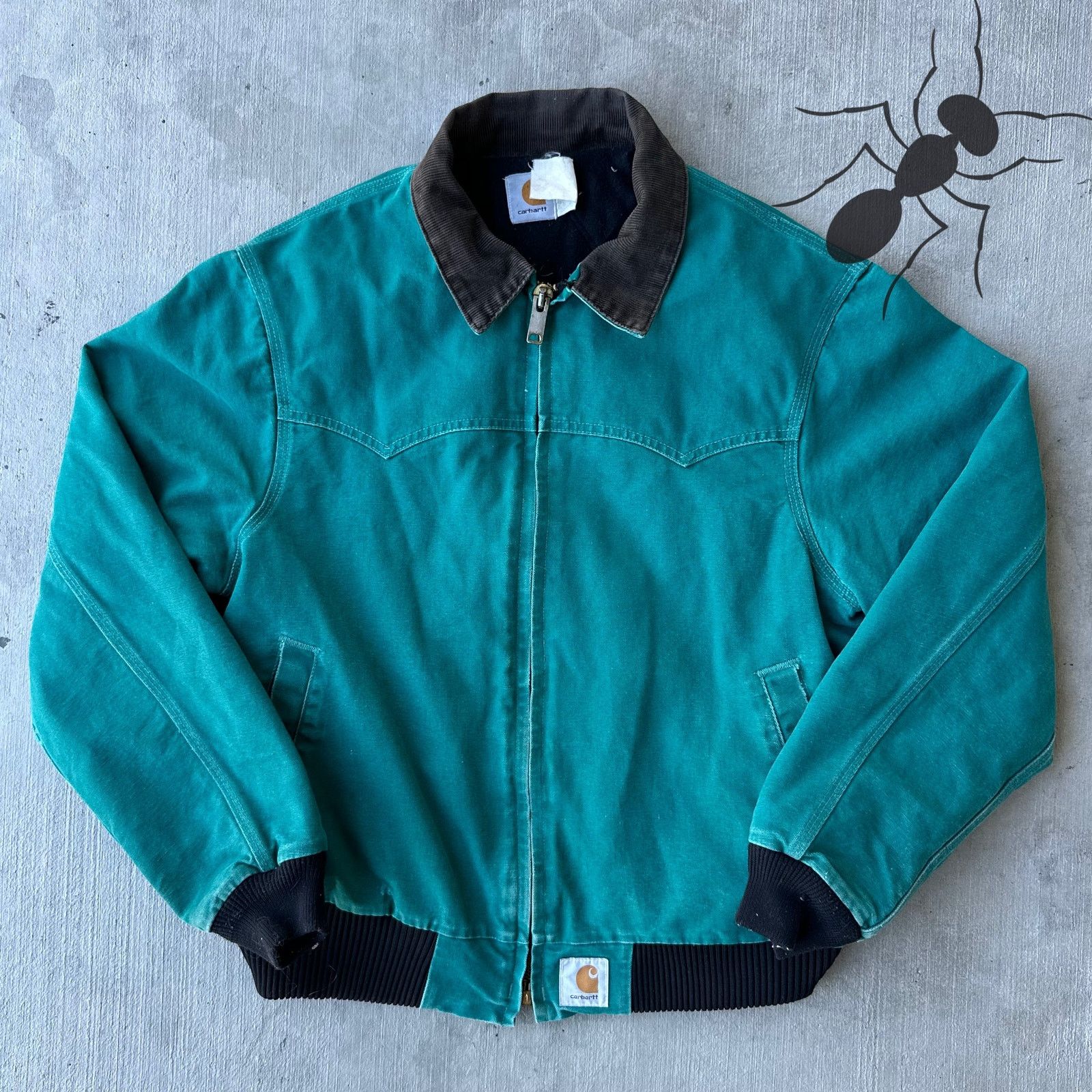 Vintage Y2K Carhartt turquoise green Santa Fe work jacket