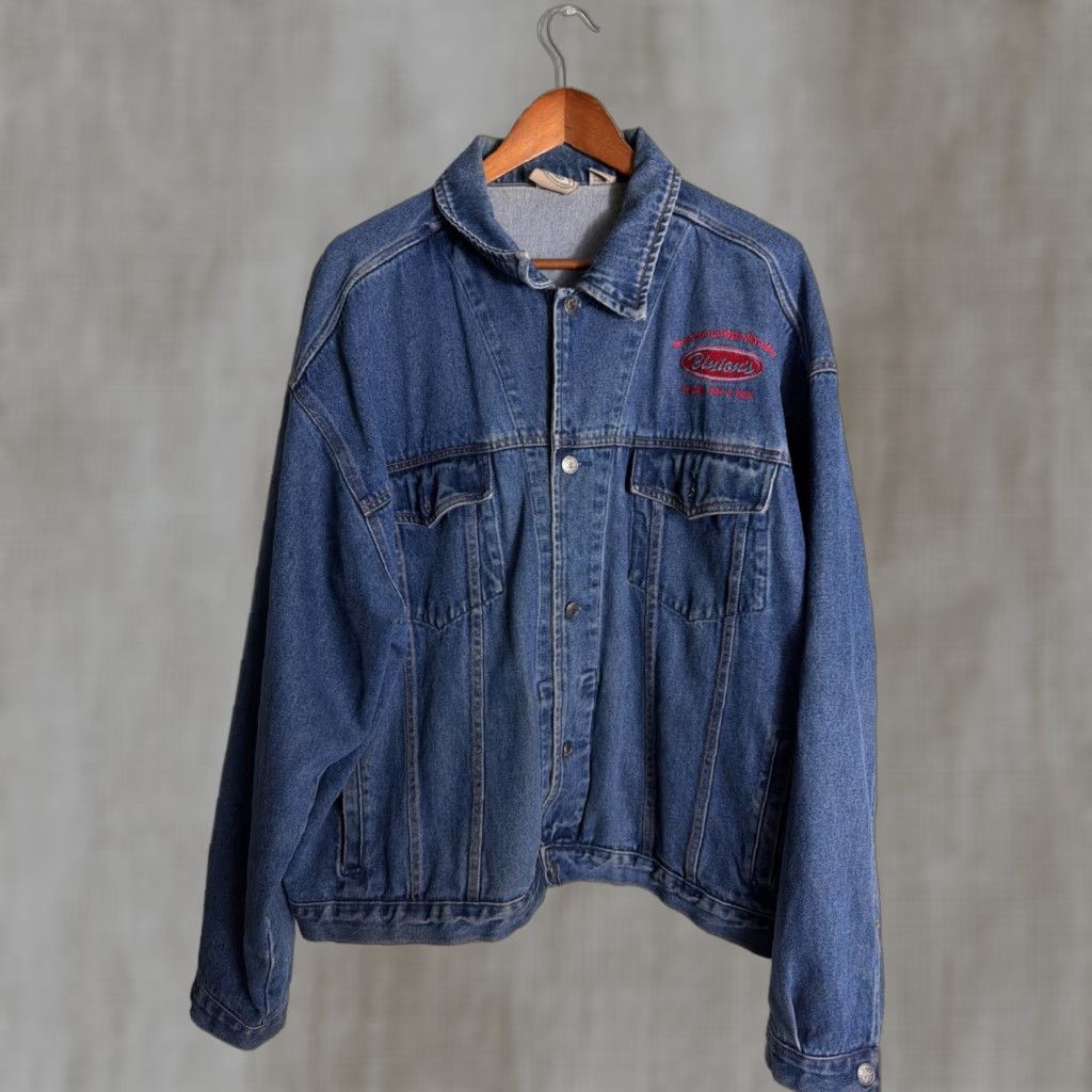 Denime VINTAGE Binion’s Las Vegas Denim Jacket Mens 2XL Bomber Blue Denim Gambling Hall Hotel Size US XXL / EU 58 / 5 - 1 Thumbnail