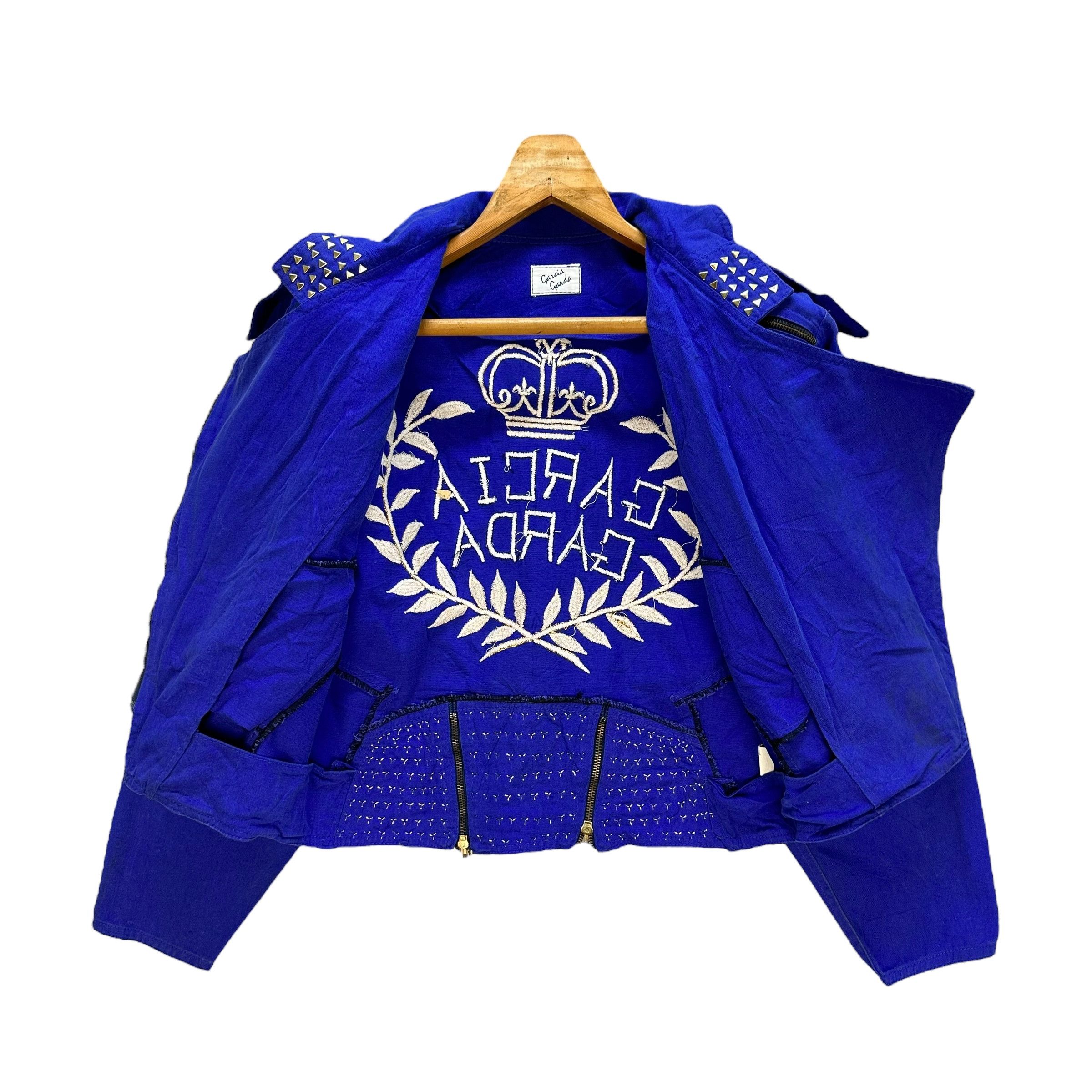If Six Was Nine GARCIA GARDA Big Logo Studded Blue Crop Jacket #A51-1197 Size S / US 4 / IT 40 - 11 Thumbnail