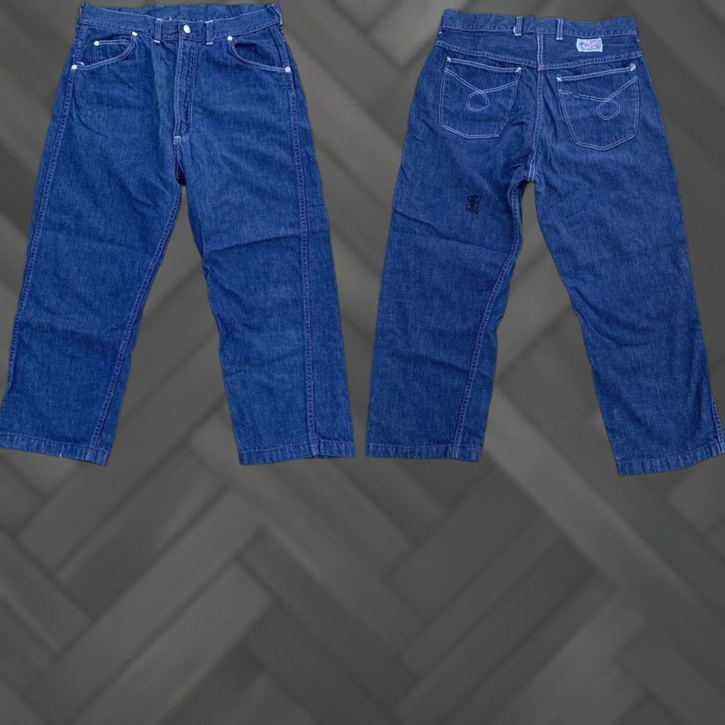 Sears VINTAGE Sears Roebuck And Co Jeans Sz 34 Waist 31 Conmatic Zip Rockabilly Denim Blue 1950s Mens Womens Boys Girls Regular Size US 31 - 1 Thumbnail