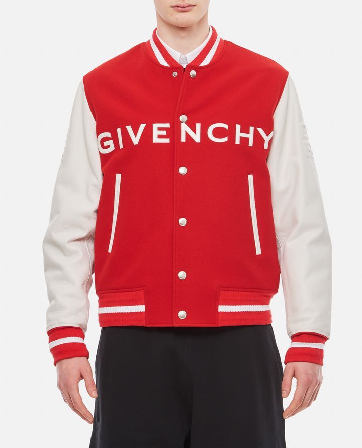 Givenchy o1srvl11e1224 Varsity Wool And Leather Jacket in Red Size US M / EU 48-50 / 2 - 1 Thumbnail