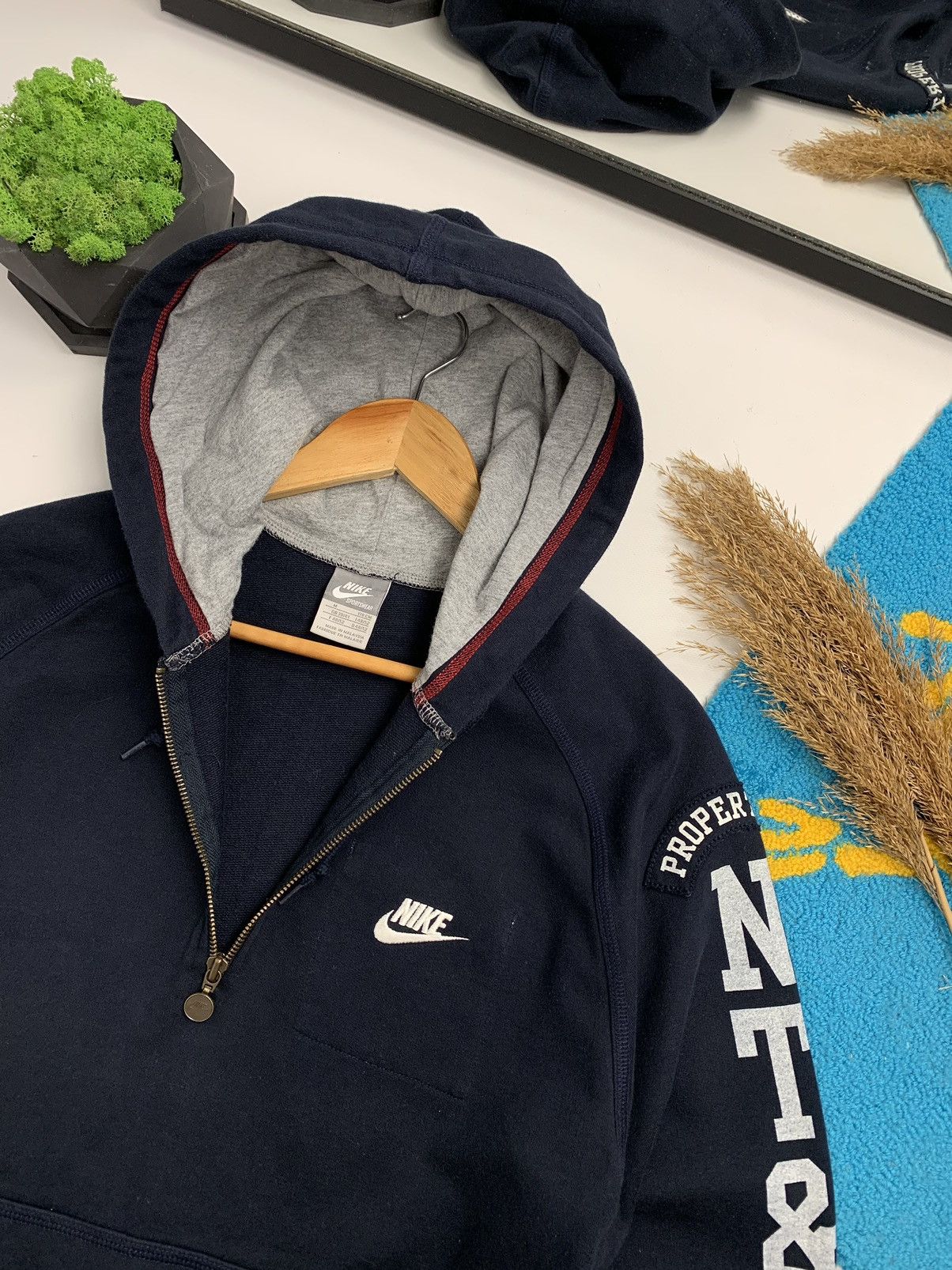 Nike × Vintage Vintage 90’s Nike 1/4 Pocket Hoodie Size US M / EU 48-50 / 2 - 2 Thumbnail