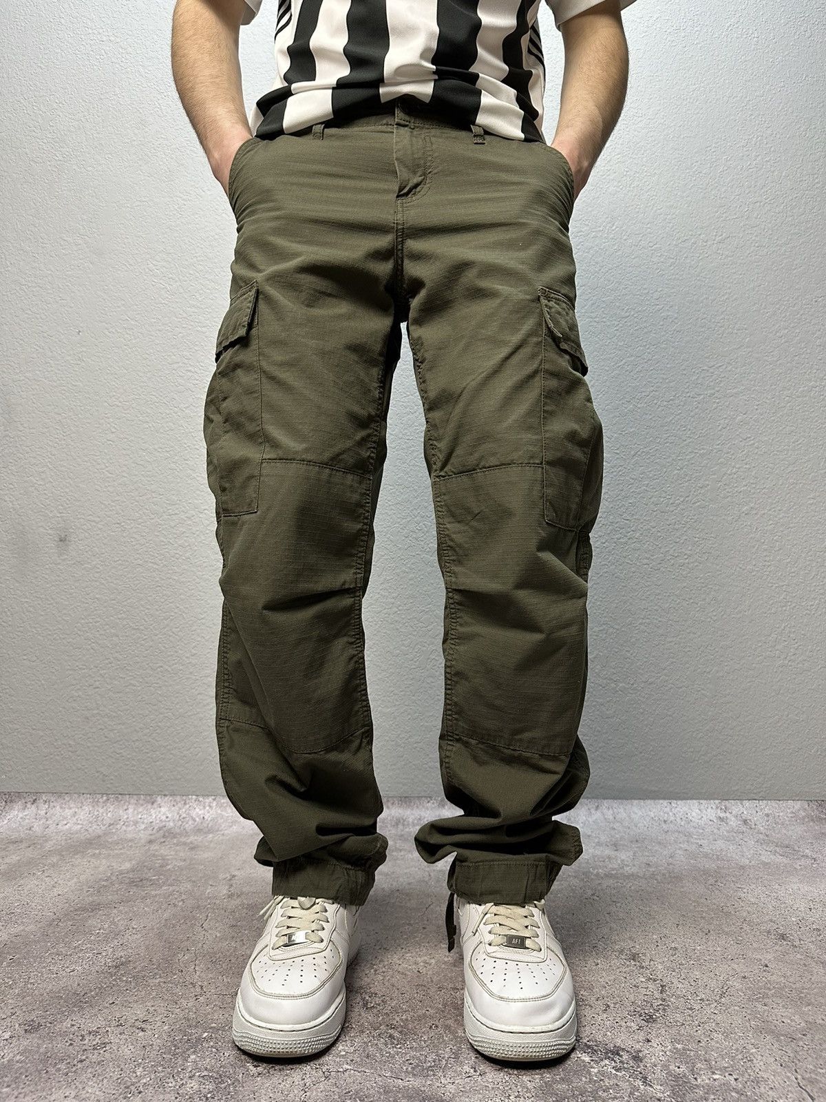 Vintage Carhartt Cargo Distressed Pants Faded Khaki Y2K