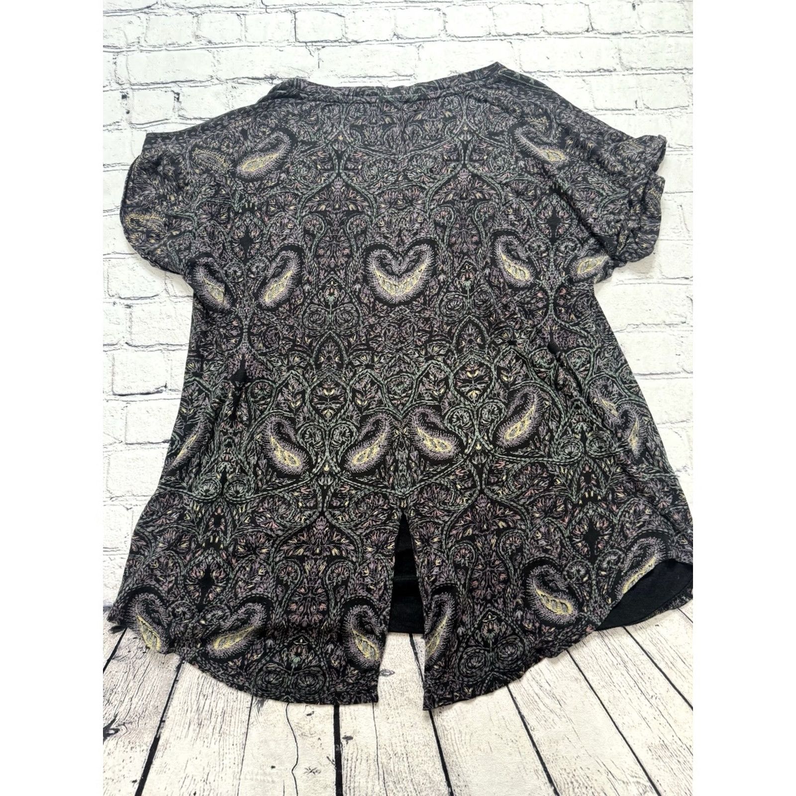 Lucky Brand Lucky Brand Blouse Womens 1X Purple Boho Floral V-Neck Long Sleeve Button Casual Shirt Size XL / US 12-14 / IT 48-50 - 6 Thumbnail