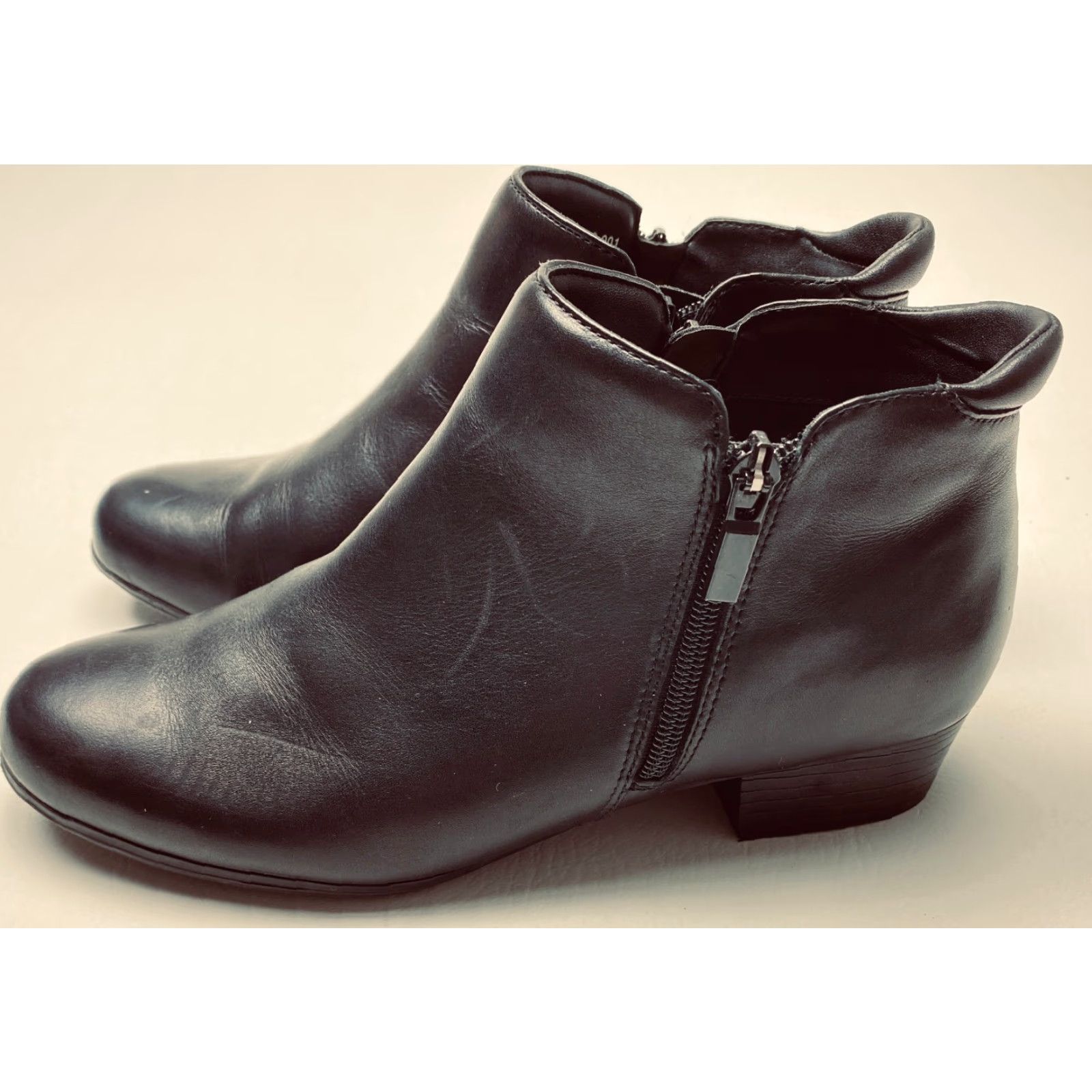 Vintage Trotters Major Bootie Womens 8WW Extra Wide Black Ankle Dual Zip Round Toe 1252 Size US 8 / IT 38 - 4 Thumbnail