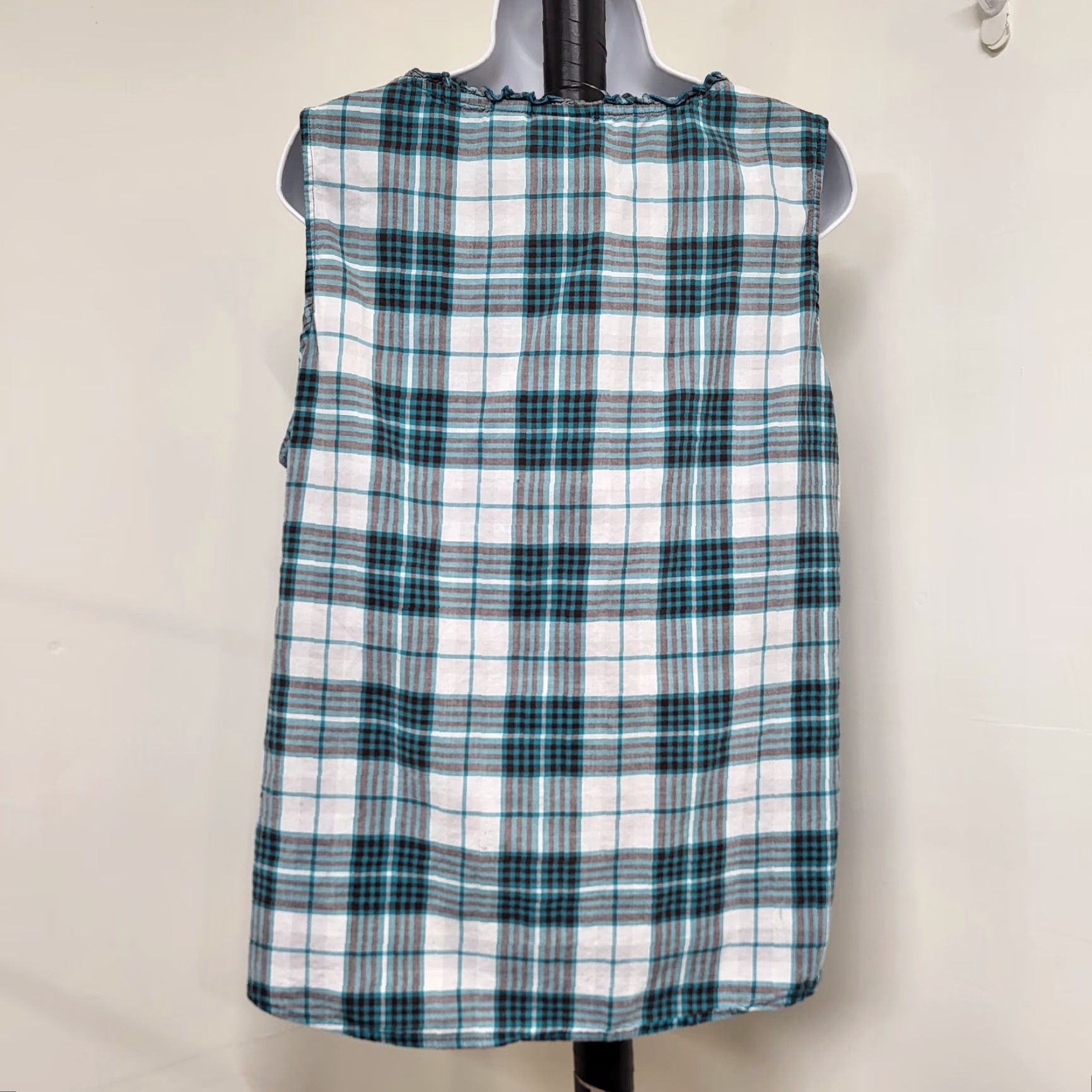Vintage Cato Tank Top Women XL Sleeveless Plaid Scoop Neck Top Blue Spruce Plaid Top Size XL / US 12-14 / IT 48-50 - 5 Thumbnail