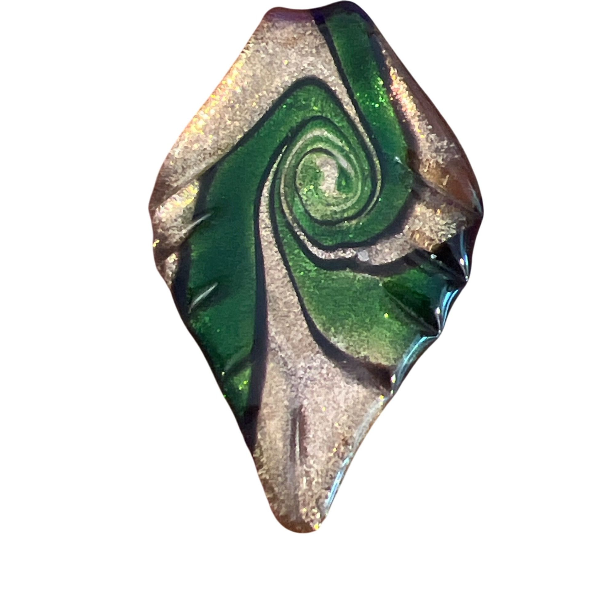 Other Lot 5 Dichroic Glass Pendants Charms Circle Leaf Blue Green Size ONE SIZE - 2 Thumbnail