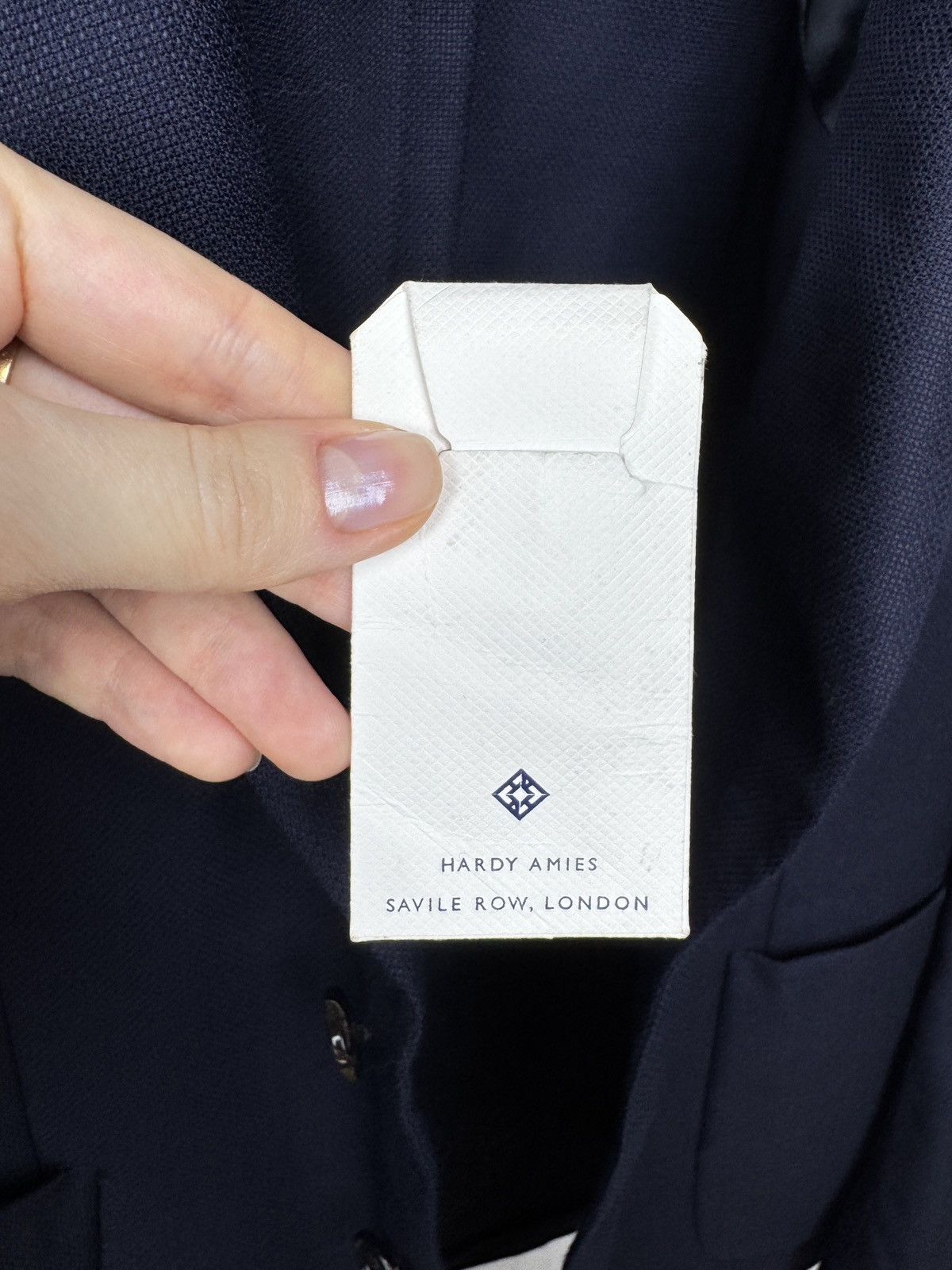 Hardy Amies Hardy Amies Navy Patterned Pure Wool Mens Blazer Heddon Fit Size 40R - 14 Thumbnail