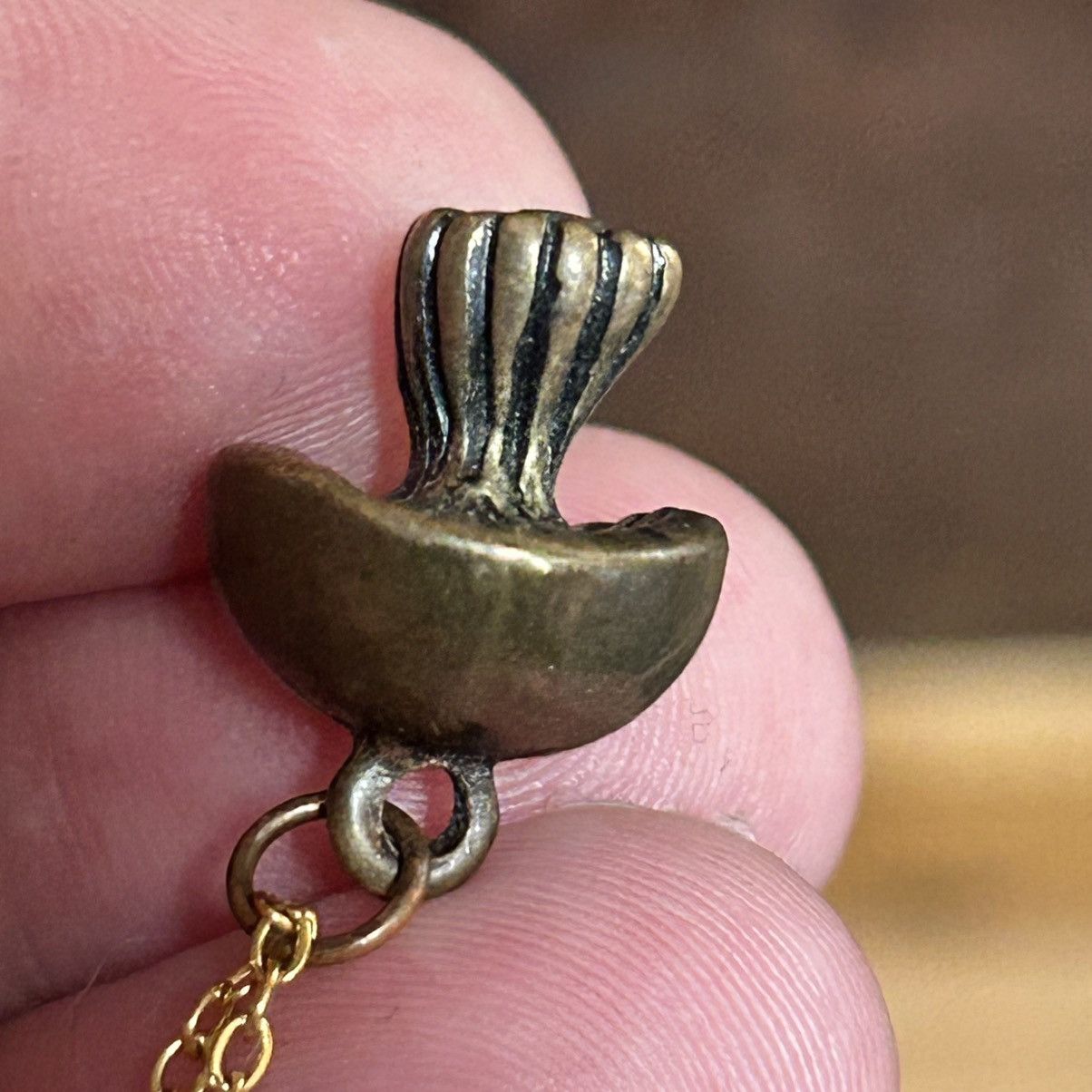 Handmade Handcrafted solid brass mushroom pendant on chain necklace Size ONE SIZE - 7 Thumbnail