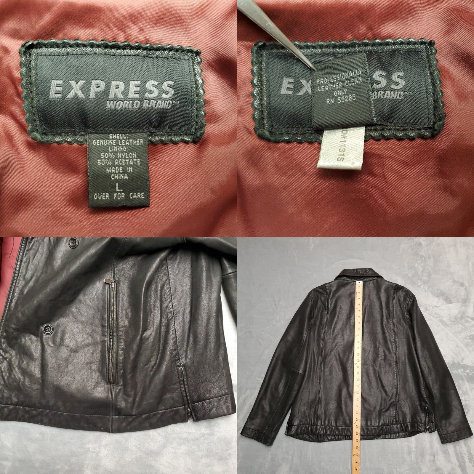 Express VINTAGE Express World Brand Leather Jacket Womens L Black Motorcycle Style Pocket All Seasons Size L / US 10 / IT 46 - 8 Thumbnail