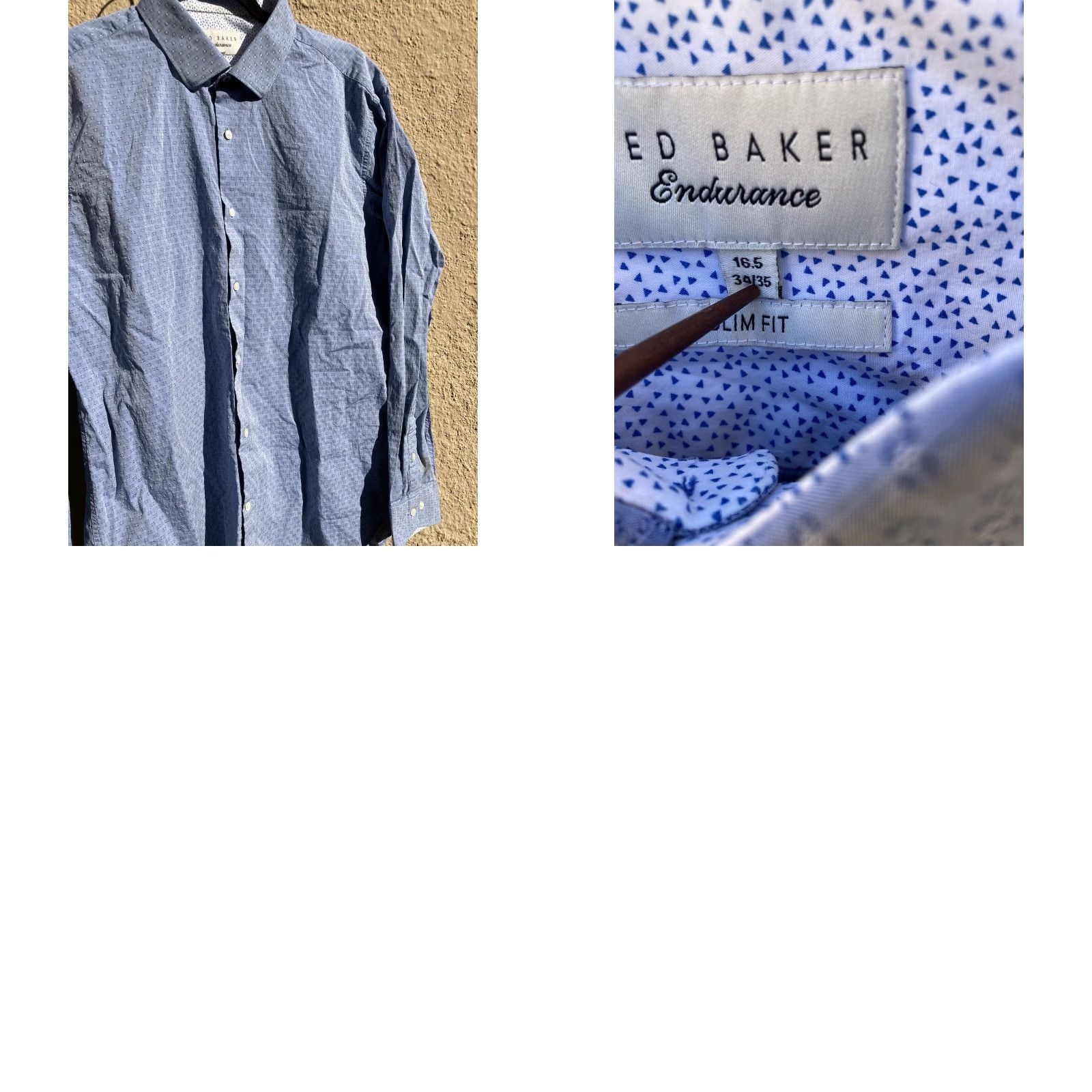 Ted Baker Ted Baker Button-Down Shirt Geometric Blue 16.5 Mens Regular Pocket Logo Embroidered Cotton Blend Endurance Size US XL / EU 56 / 4 - 9 Thumbnail