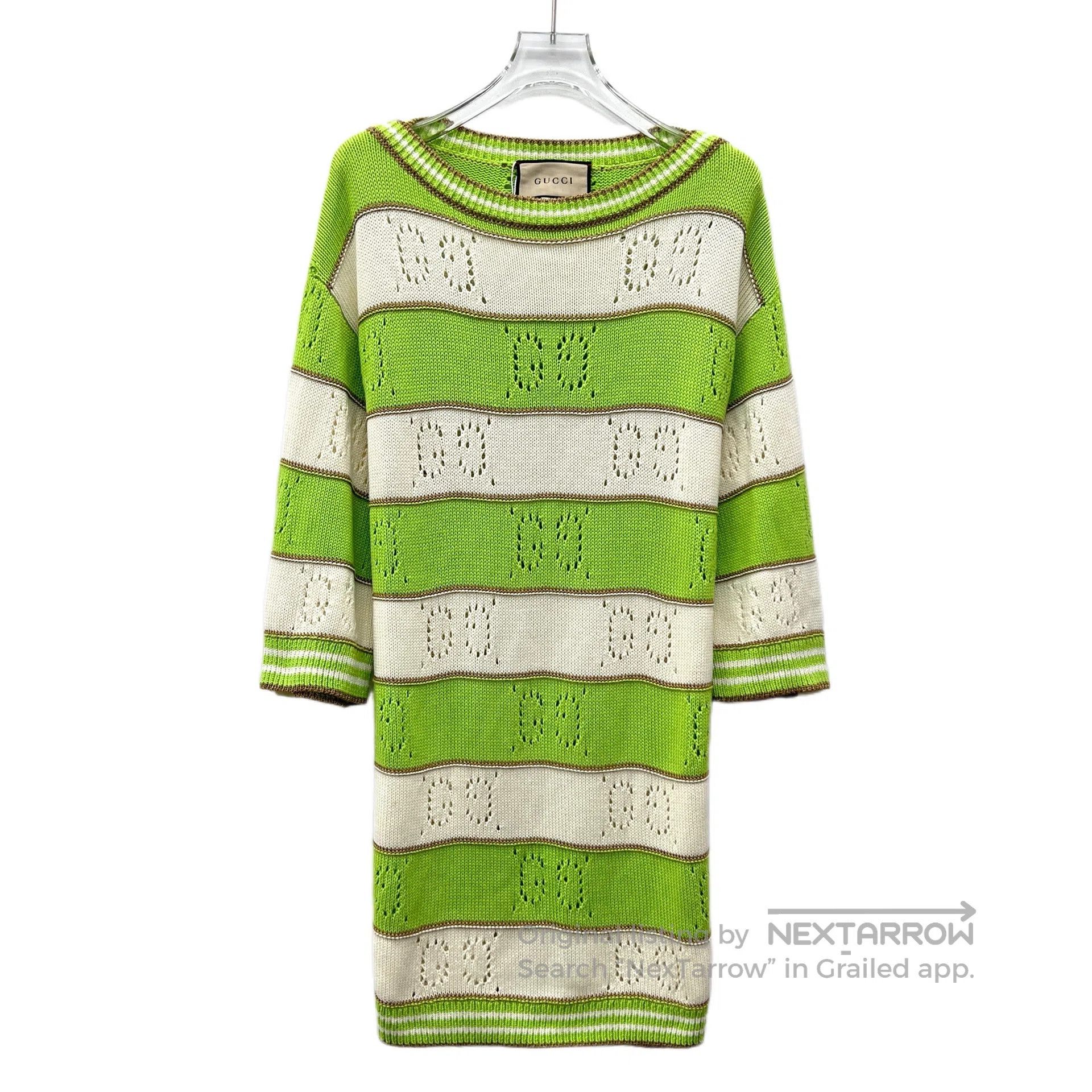 Gucci Guicci Multicolor Striped Double G Cutout Printed Crew Nec Size S / US 4 / IT 40 - 2 Thumbnail