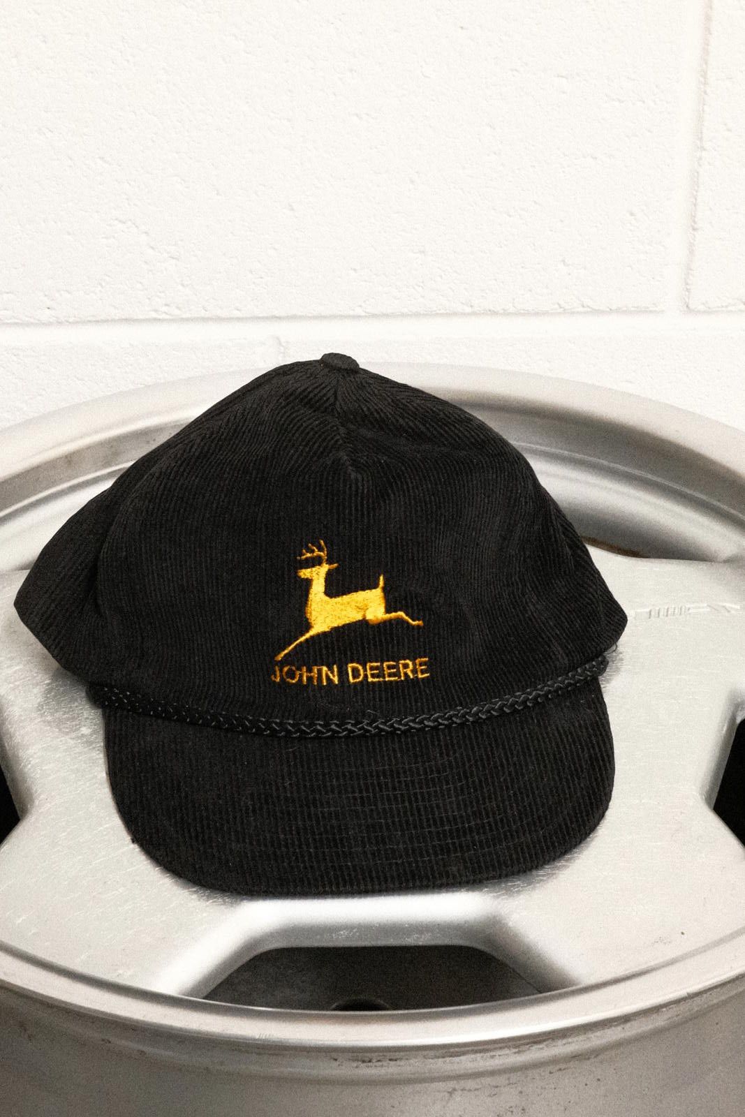 John Deere Vintage John Deere Black Corduroy Cap with Yellow Logo Size ONE SIZE - 1 Thumbnail