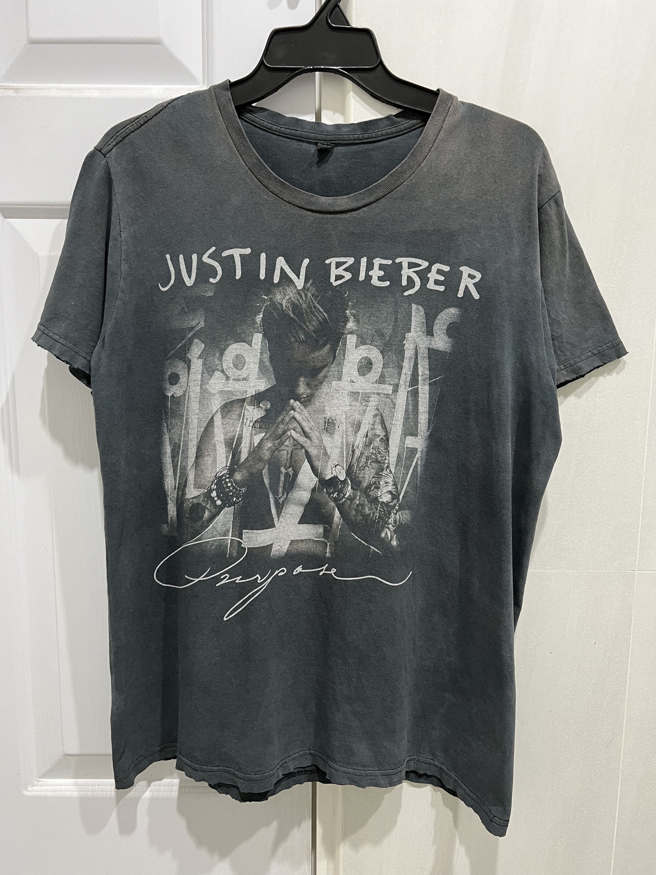 Justin Bieber Promo Tee Distressed Faded Thrashed