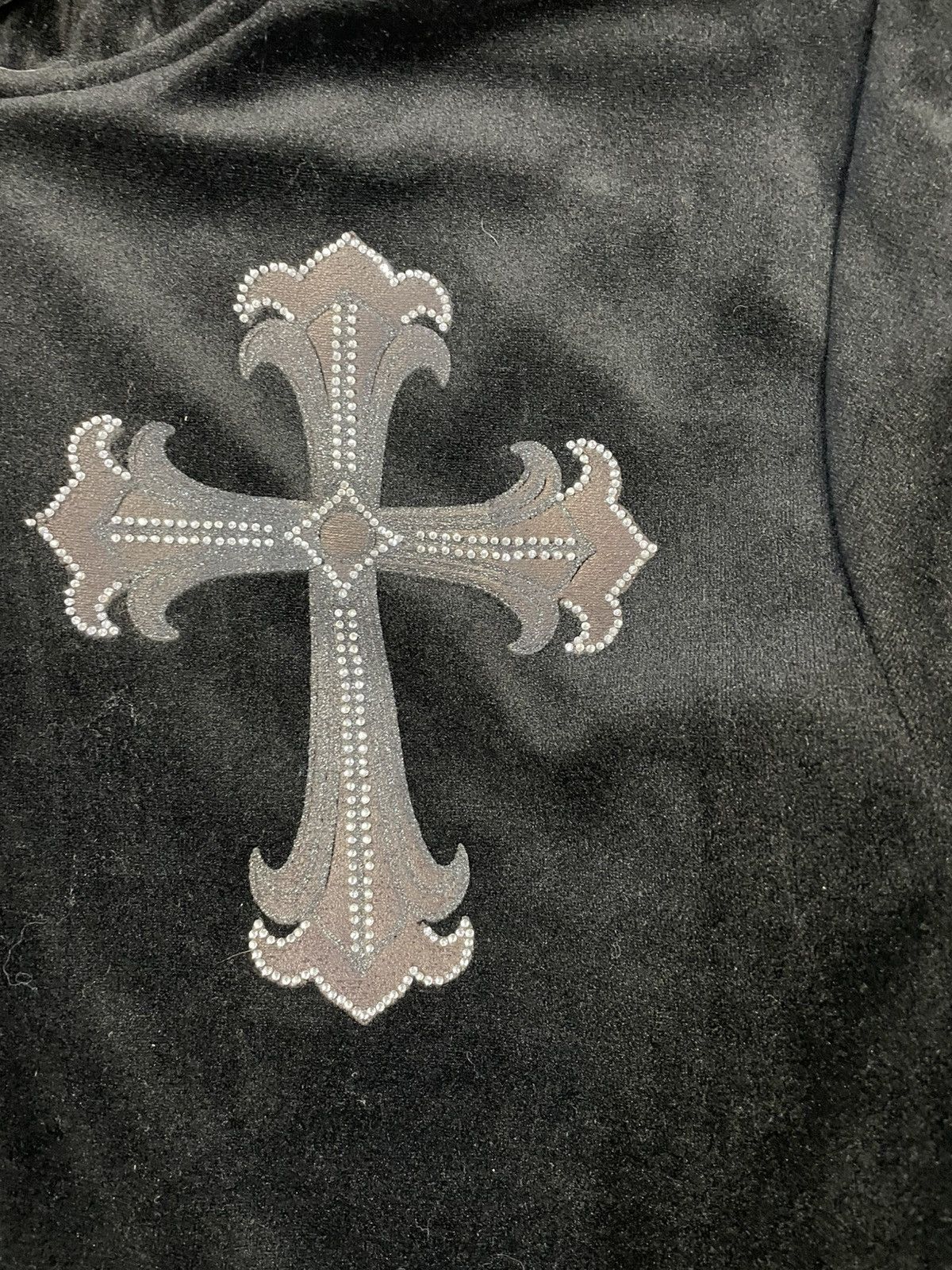 Japanese Brand Clash OO's Cross Print Velvet Zip Up Hoodie Size US L / EU 52-54 / 3 - 3 Thumbnail