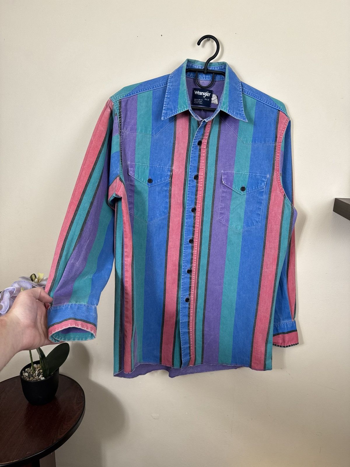 Vintage VTG Wrangler brushpopper multi bold stripe shirt 15.5 - 33 Size US M / EU 48-50 / 2 - 5 Thumbnail