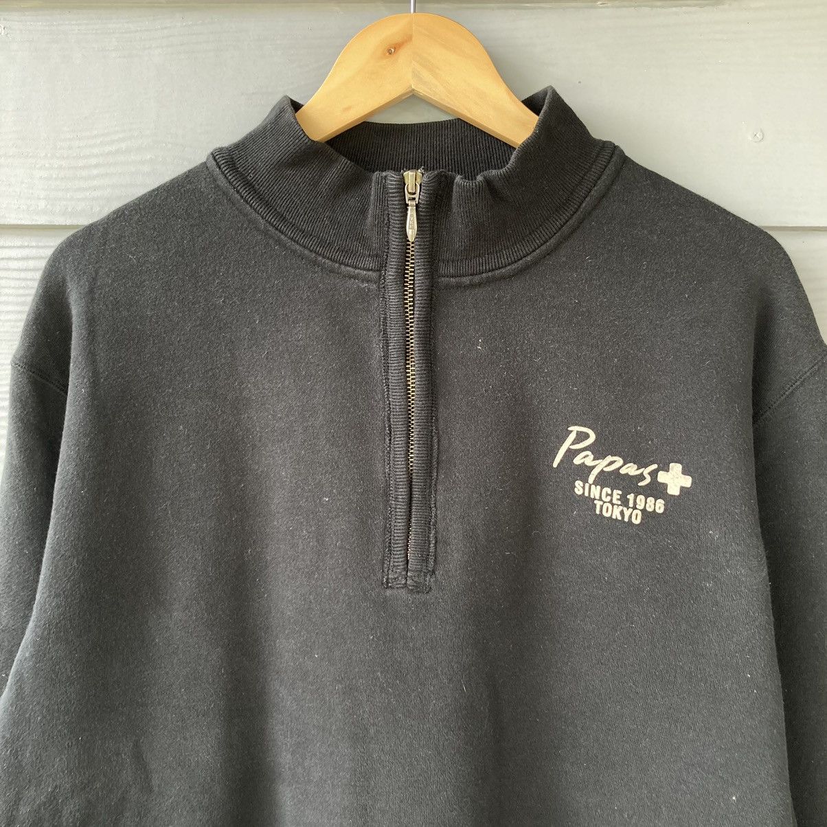 Japanese Brand Vintage 90s Papas Since 1986 Tokyo Quater Zip Made in Japan Size US L / EU 52-54 / 3 - 4 Thumbnail