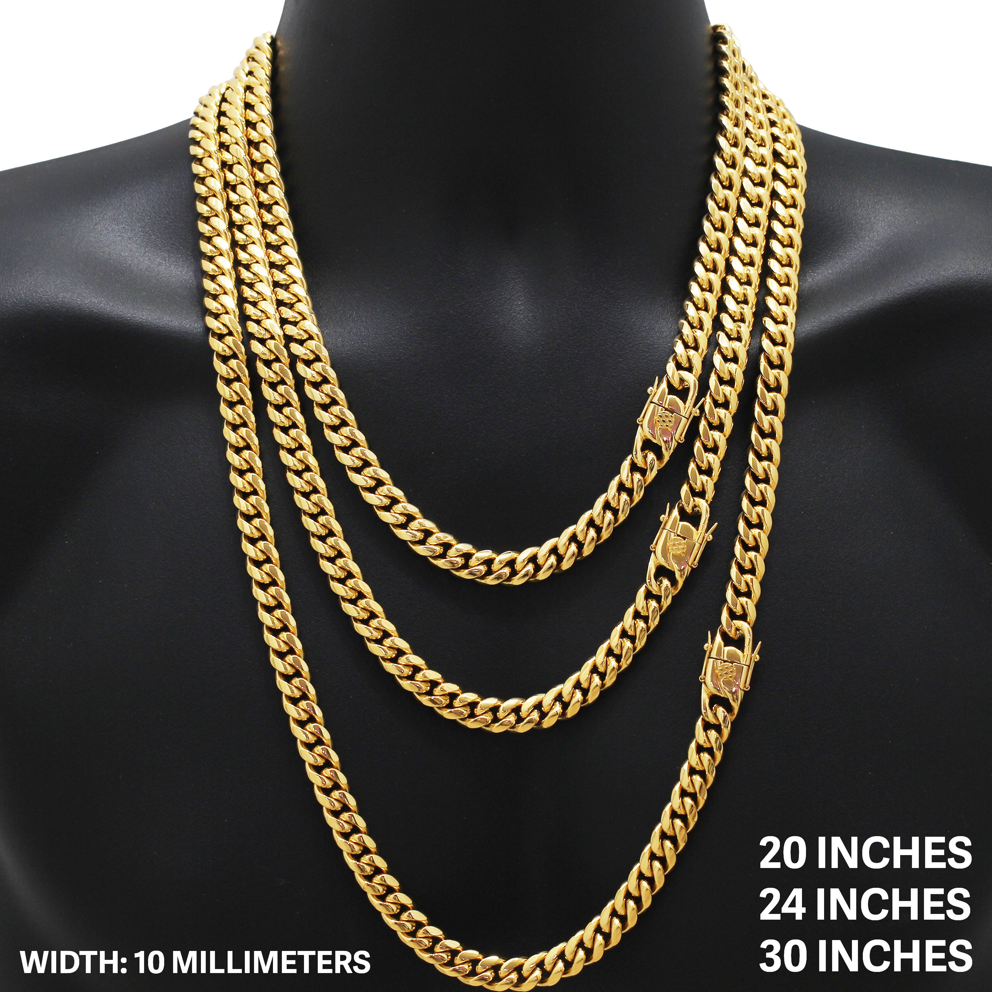 Other 316L SS 18k GP 10mm Miami Cuban Link Chain Necklace 24" Size ONE SIZE - 1 Thumbnail