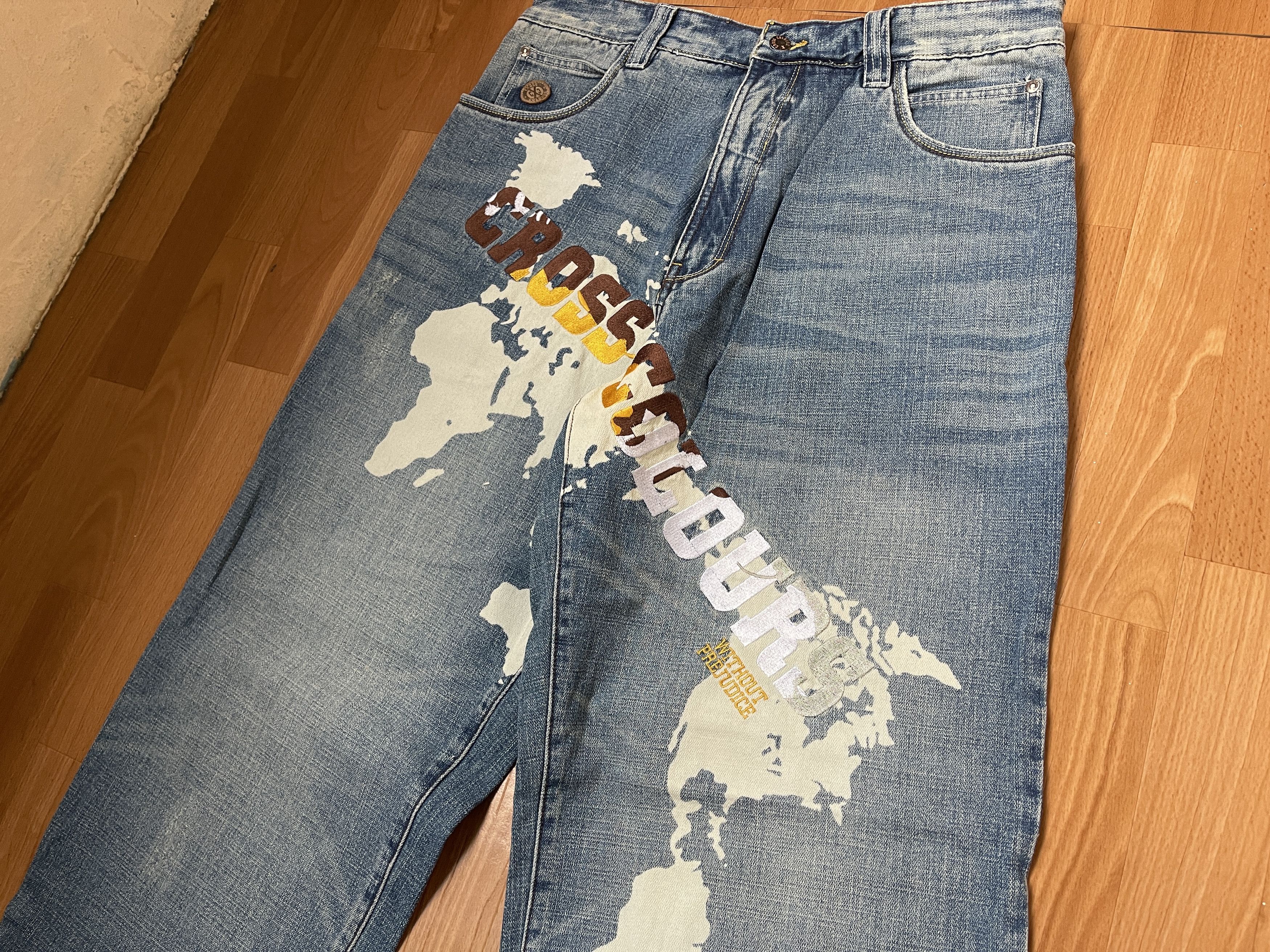 Cross Colours Cross Colours jeans, World Map, vintage, 90s hip hop, W 34 Size US 34 / EU 50 - 4 Thumbnail