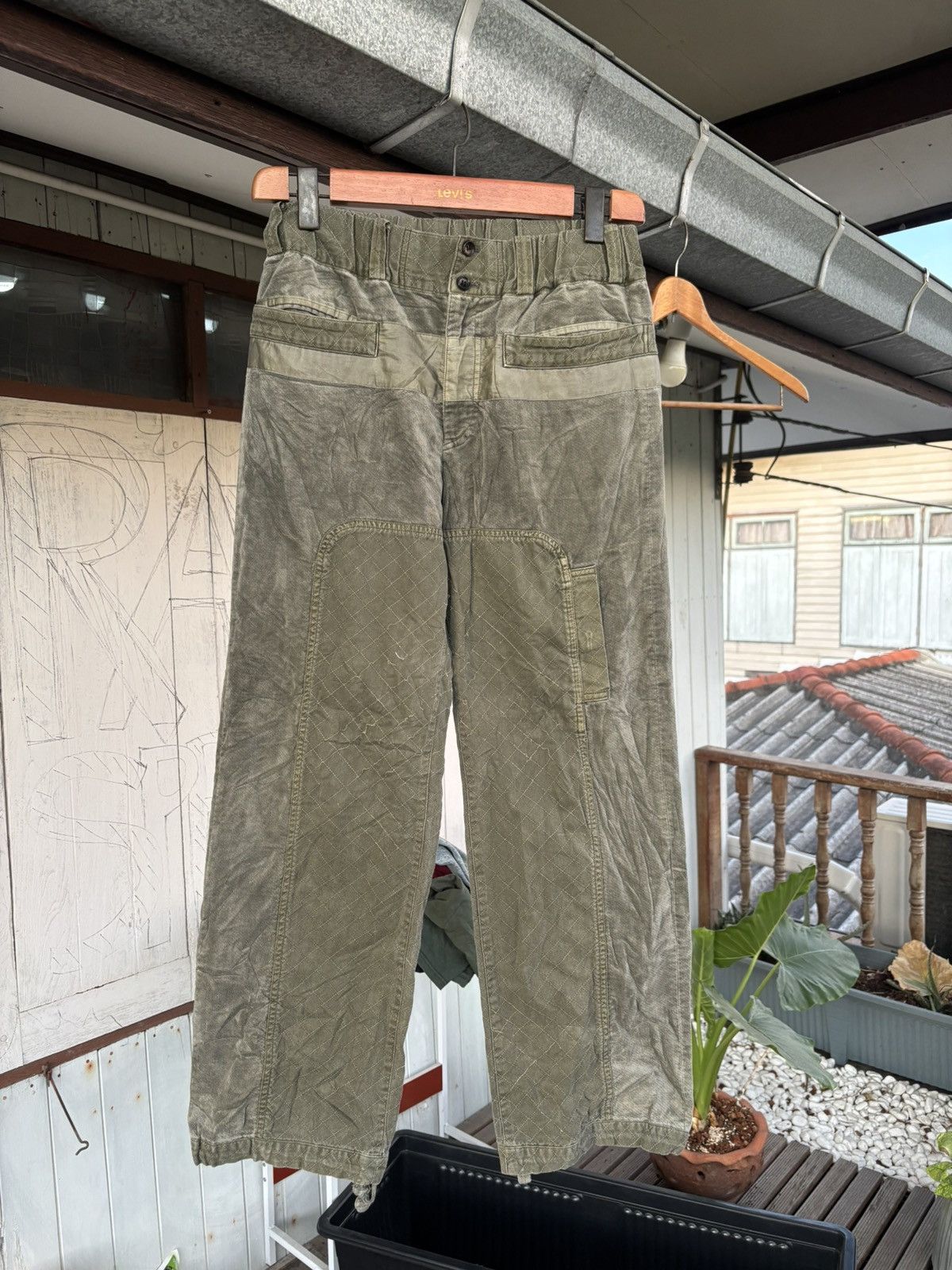 Homme Plisse Issey Miyake ISSEY MIYAKE WASHED GREEN PANELED PANTS Size US 30 / EU 46 - 1 Thumbnail
