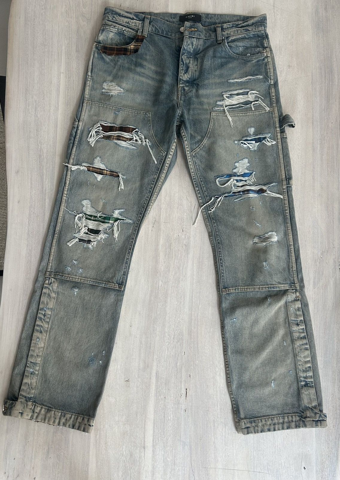 Amiri AMIRI Clay Indigo Plaid Carpenter Jeans SIZE 34 Size US 34 / EU 50 - 1 Thumbnail