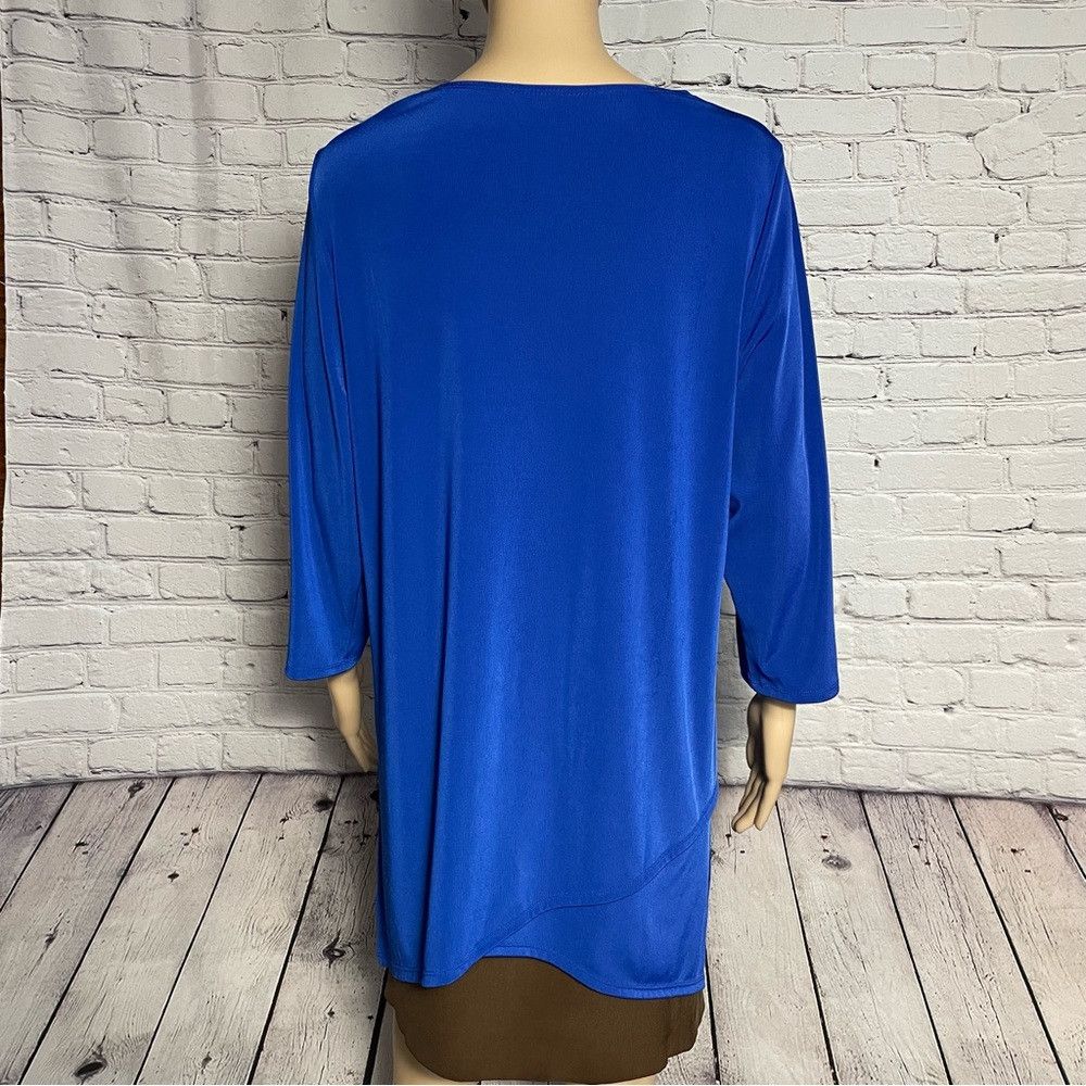 Chicos Chico's Easywear Blue Liquid Knit Asymmetrical Top Tunic Si Size L / US 10 / IT 46 - 4 Thumbnail