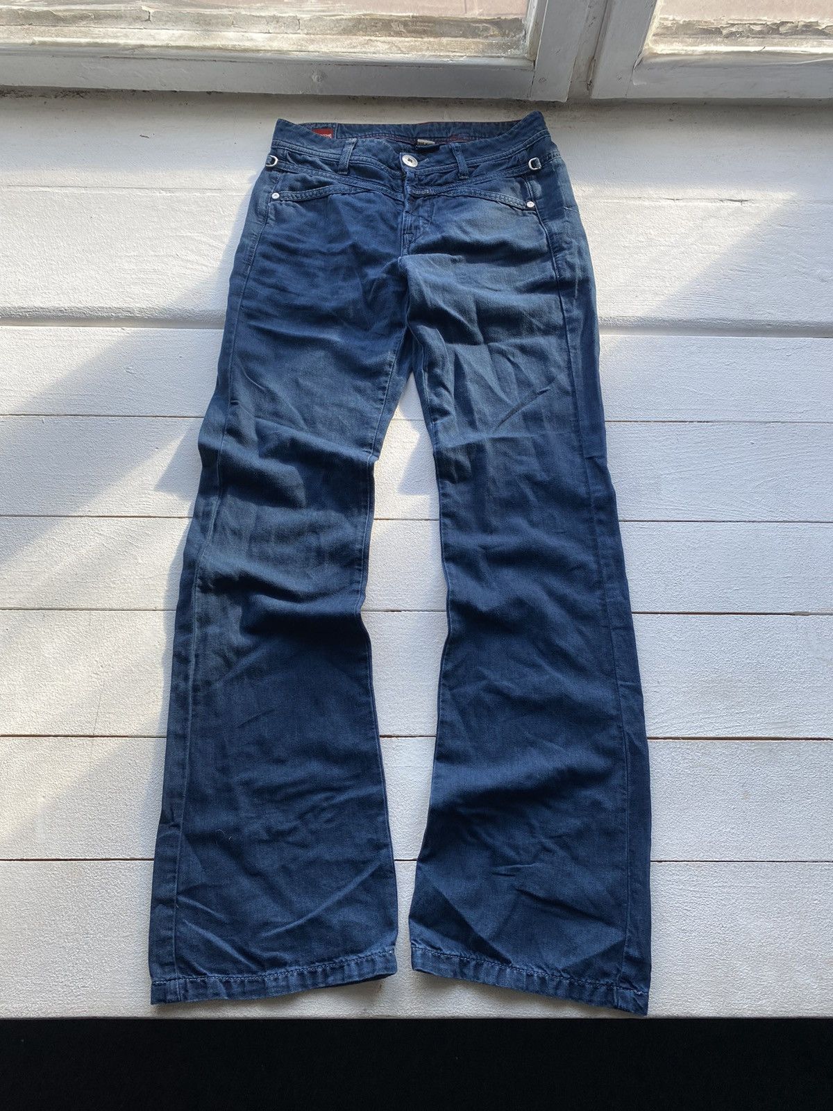 Marithe + Francois Girbaud 90s Marithe Francois Girbaud Flare Bottom Womens Jeans Size 28" / US 6 / IT 42 - 2 Thumbnail