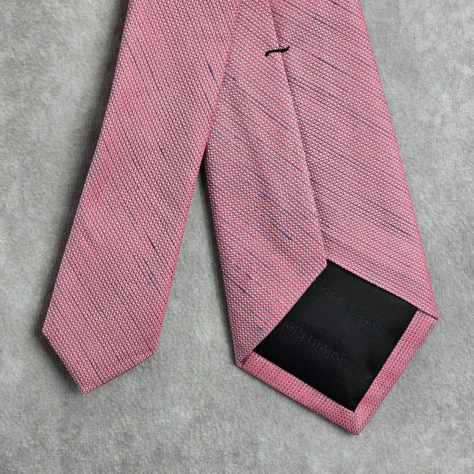 Calvin Klein Calvin Klein Pink Blue Stripe Repp Silk Linen Men's Neck Tie Size 30 - 6 Thumbnail