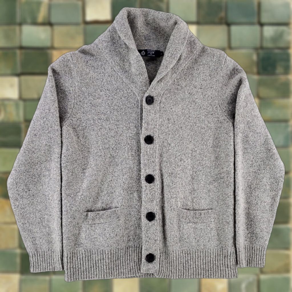 J.Crew J.CREW Cardigan Sweater 100% Lambswool Gray Womens L Size L / US 10 / IT 46 - 1 Thumbnail