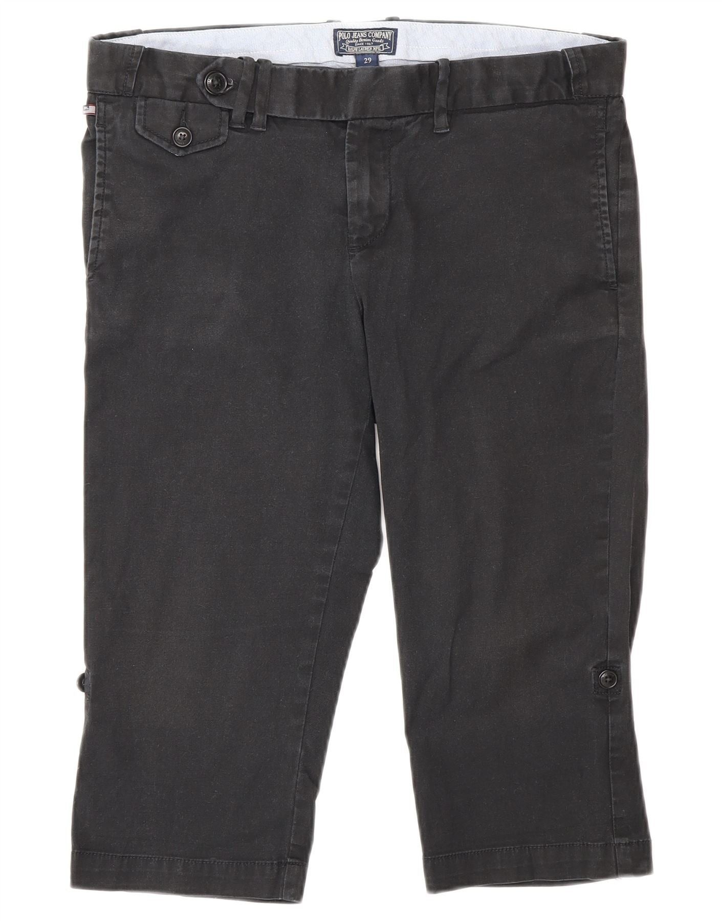 Ralph Lauren Womens Slim Cropped Trousers W29 L17 Black Cotton Size 29" - 1 Thumbnail