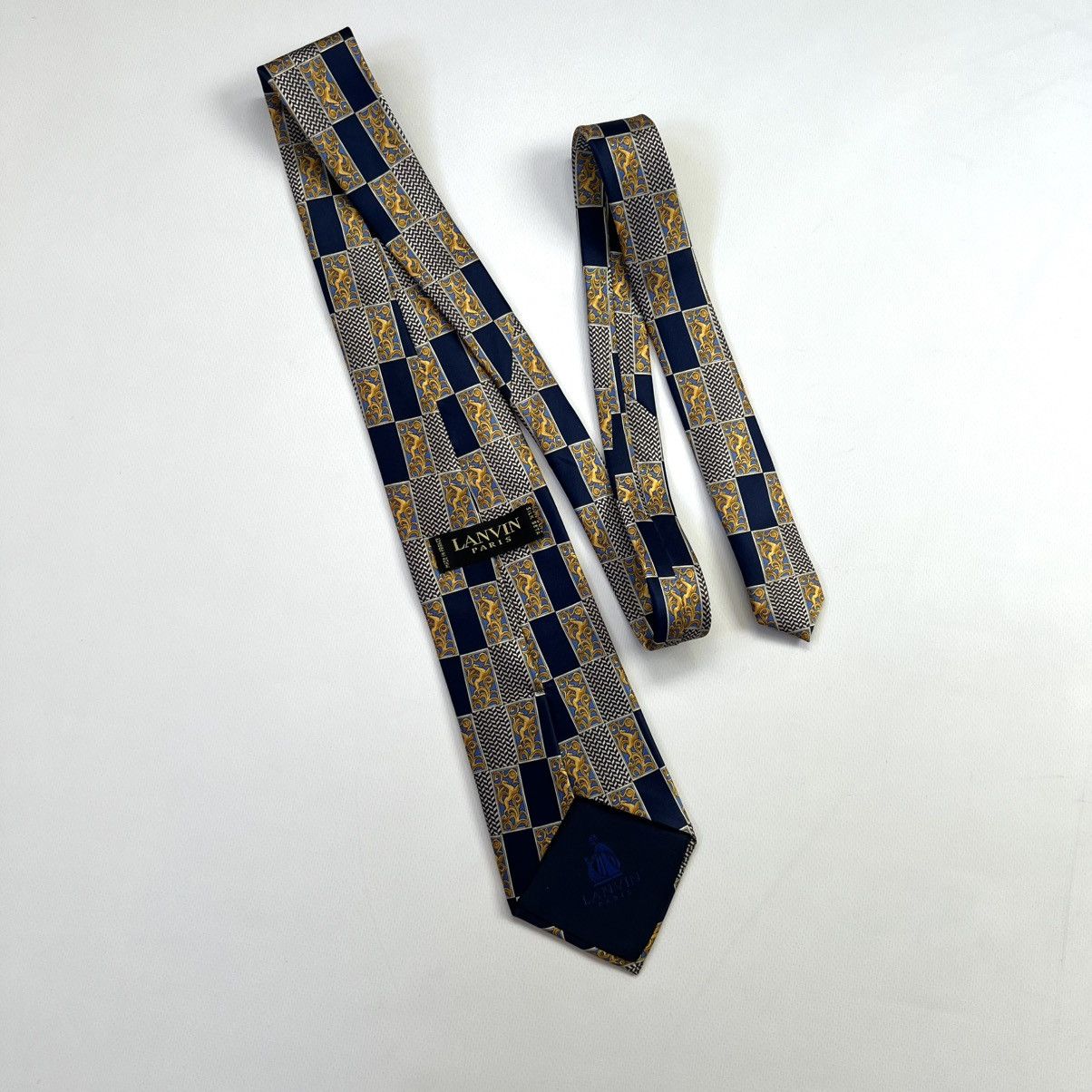 Lanvin Lanvin blue gold silk tie Size ONE SIZE - 3 Thumbnail