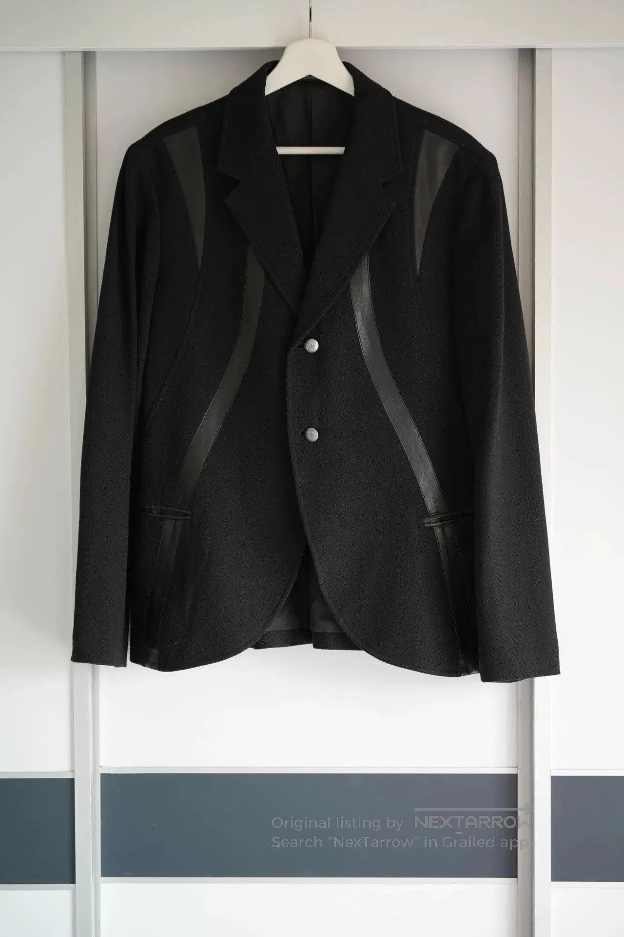 Yohji Yamamoto Yohji Yamamoto Black Suit Jacket with Leather. Size US M / EU 48-50 / 2 - 1 Thumbnail