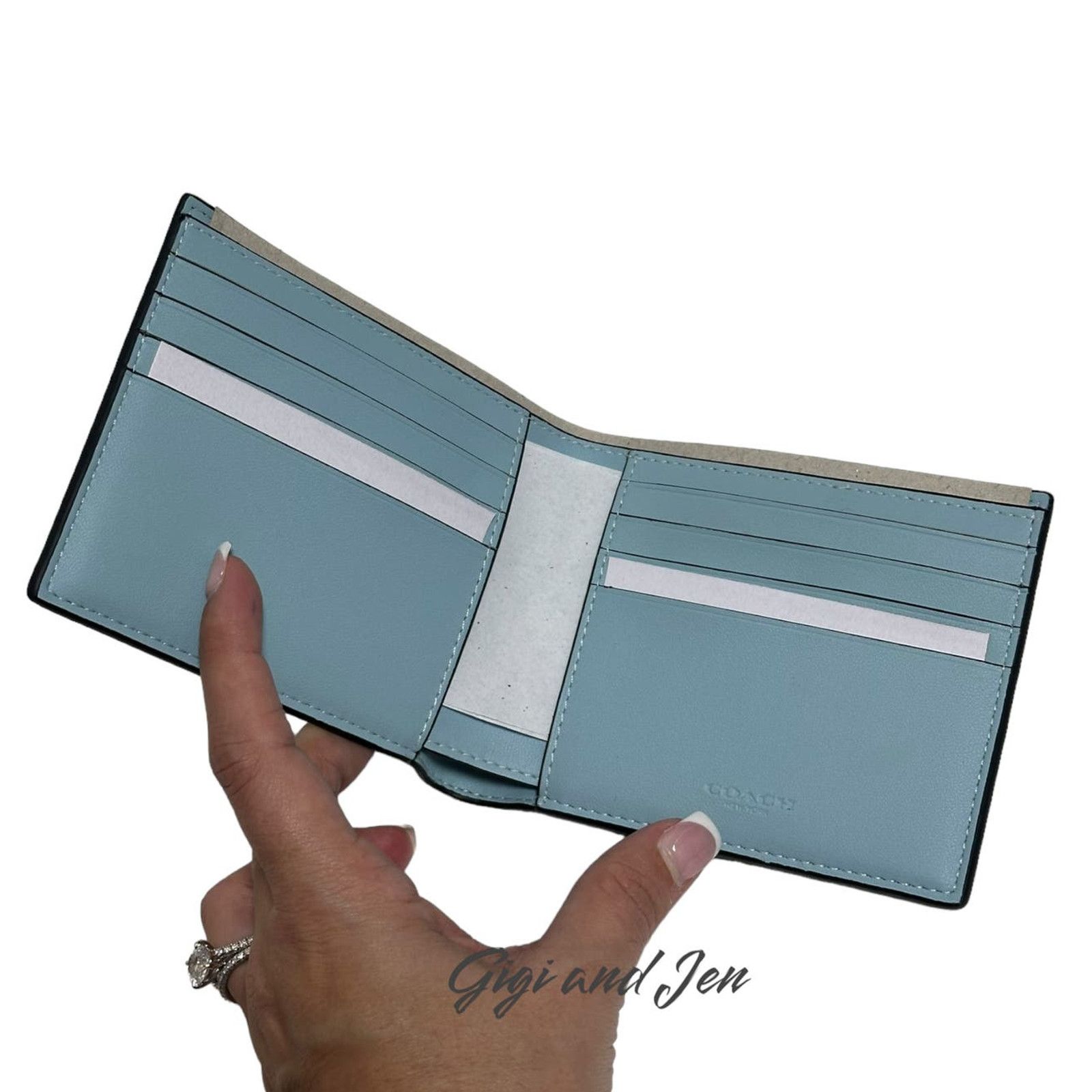 Coach Coach Boxed 3 In 1 Signature Wallet Charcoal / Bright Blue Size ONE SIZE - 5 Thumbnail