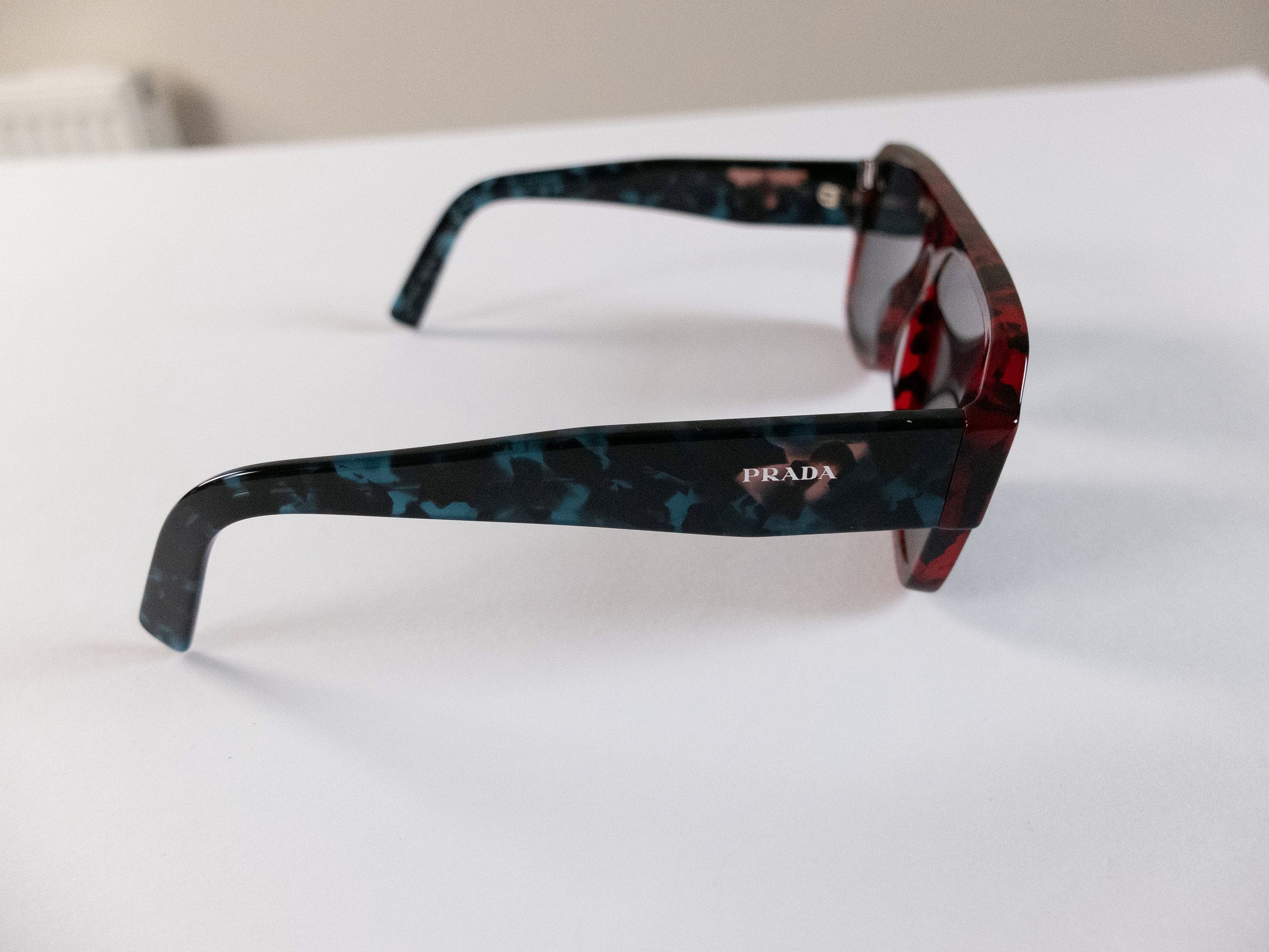 Prada PRADA red green tortoise shell rectangle sunglasses Italy Size ONE SIZE - 9 Thumbnail