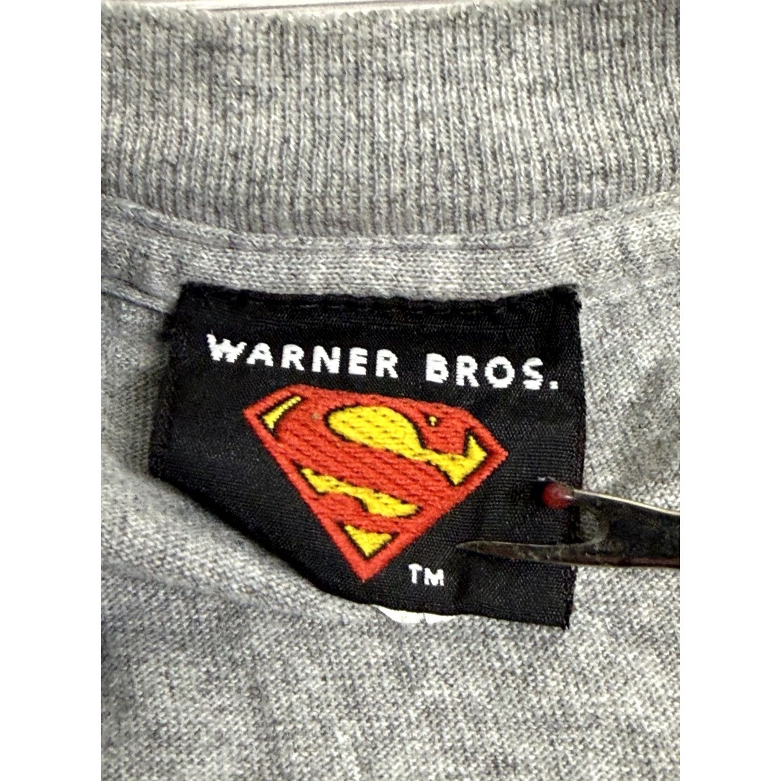 Vintage Warner Bros. DC Superman Logo T-Shirt Men's Medium Gray Solid Short Sleeve Crew Neck Pullover Boxy Vintage Style Graphic Tee Size US M / EU 48-50 / 2 - 6 Thumbnail