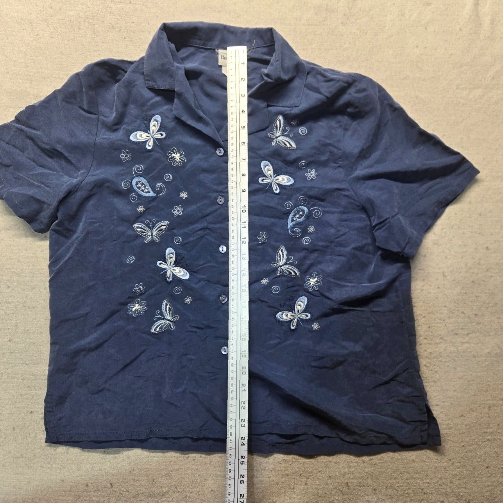 Vintage BonWorth Shirt Button-Up Blue Embroidered Paisley Adult Women's XL Vintage Size XL / US 12-14 / IT 48-50 - 5 Thumbnail