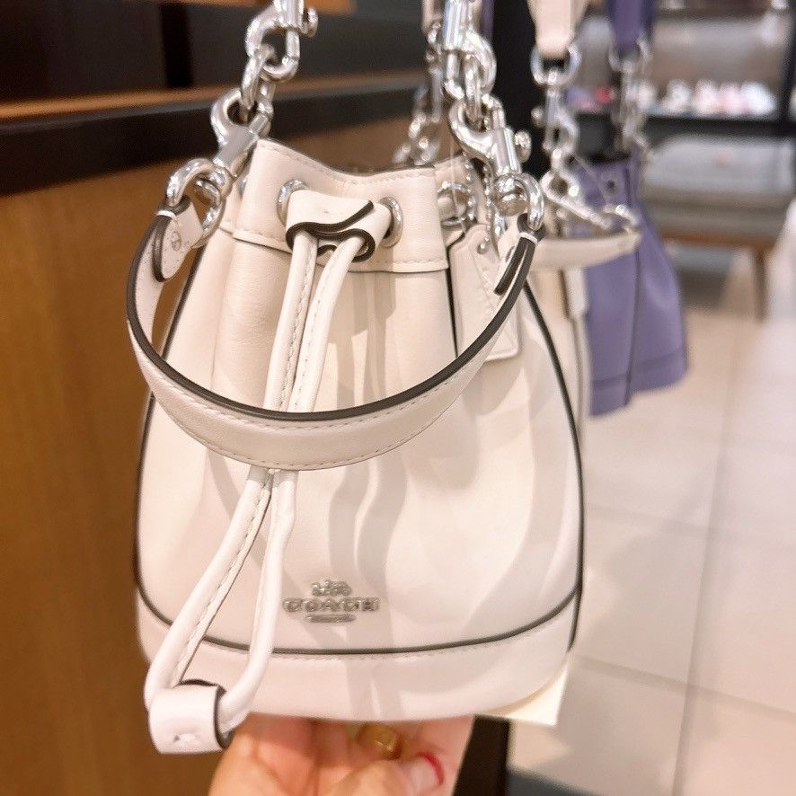 image of NWT Coach Mini Bucket Bag Cr144 in Silver/Chalk, Women's