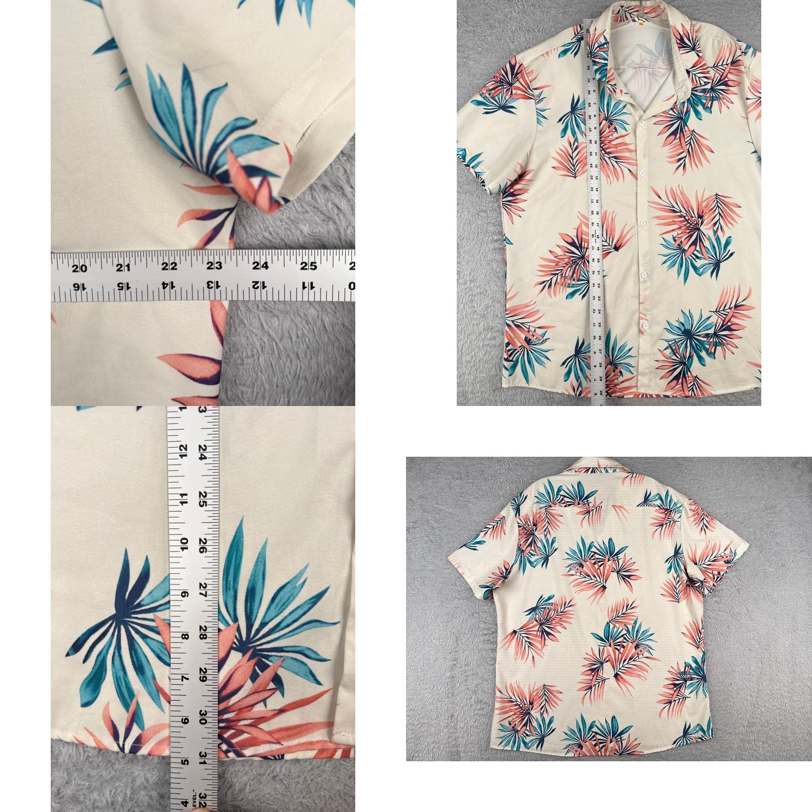 Vintage Hawaiian Shirt Adult 2XL Ivory Floral Leaf 100% Polyester Read Size US XXL / EU 58 / 5 - 8 Thumbnail