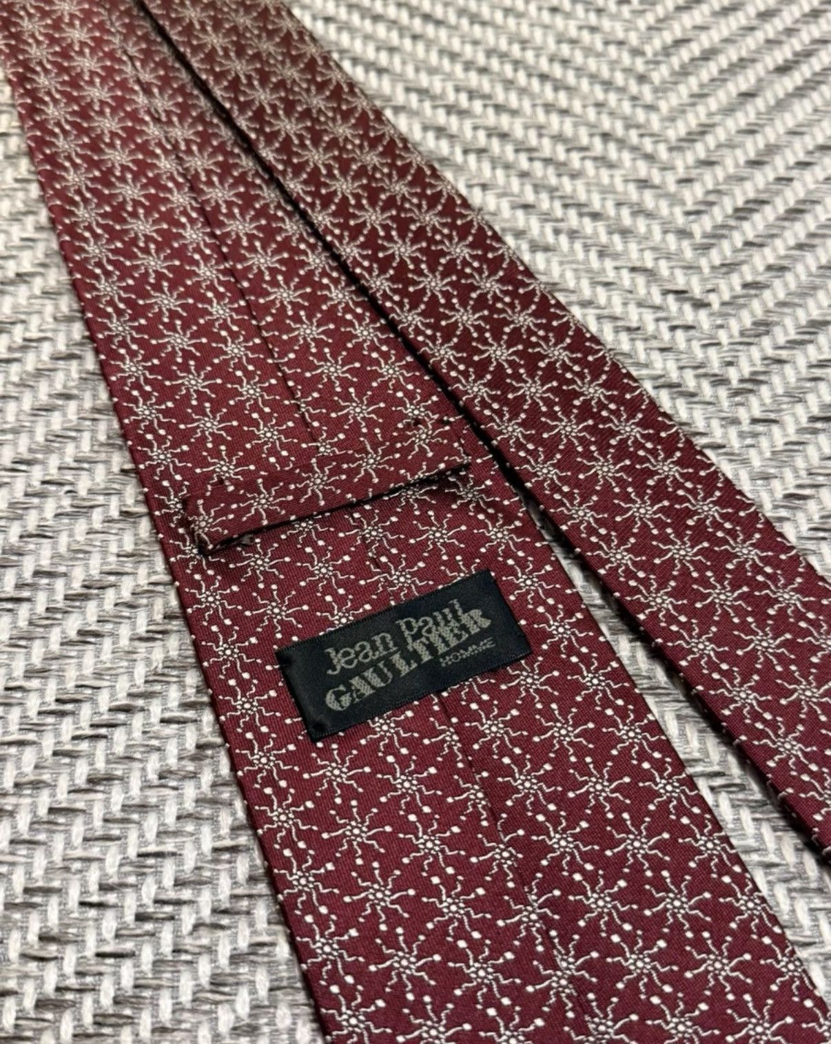 Jean Paul Gaultier Jean Paul Gaultier Chainmail Burgundy Radiant Floral Tie K23 Size ONE SIZE - 6 Thumbnail