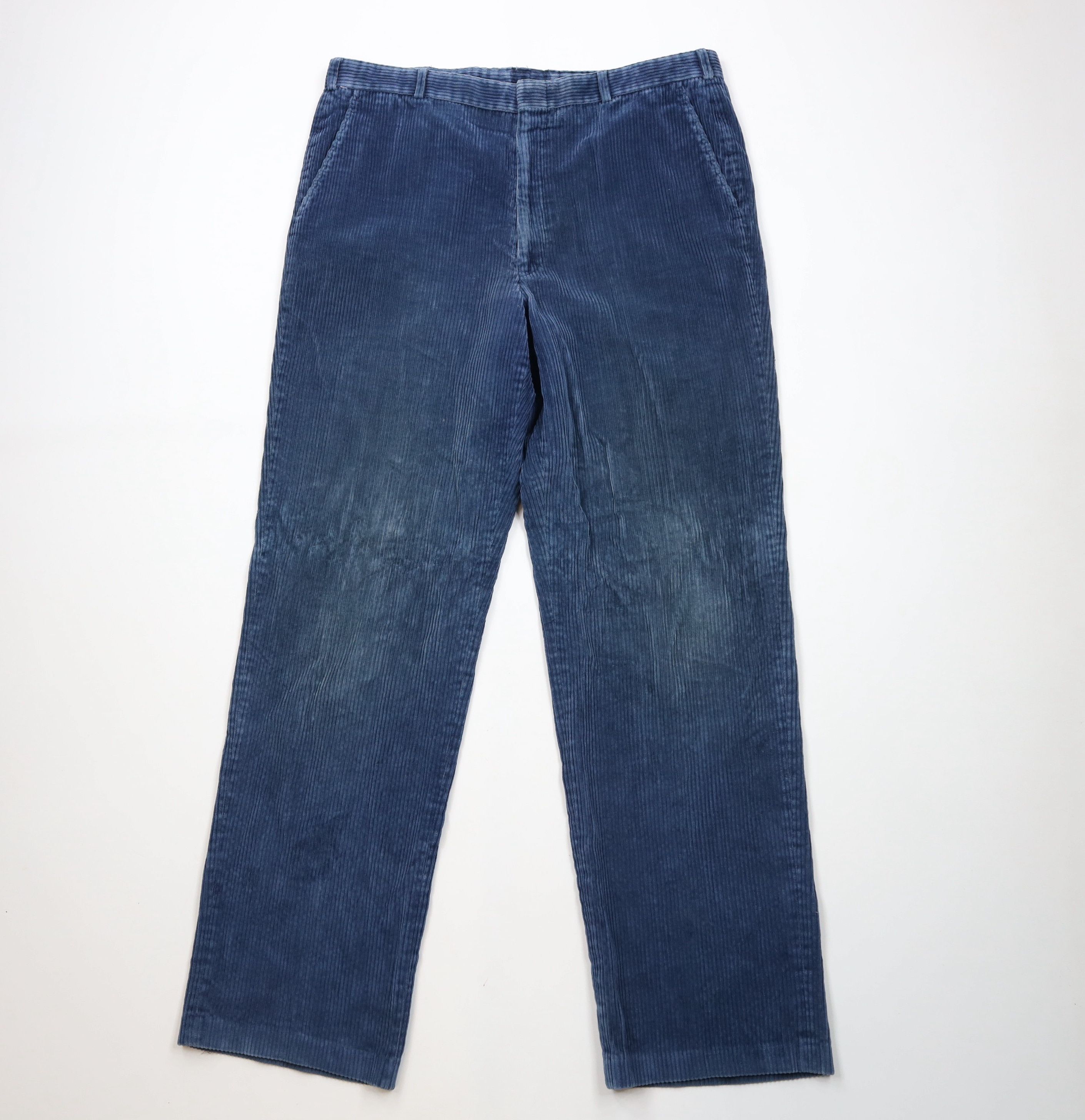 Lands' End × Vintage Vintage 90s Lands End Wide Leg Corduroy Chino Pants Blue USA Size US 36 / EU 52 - 1 Thumbnail