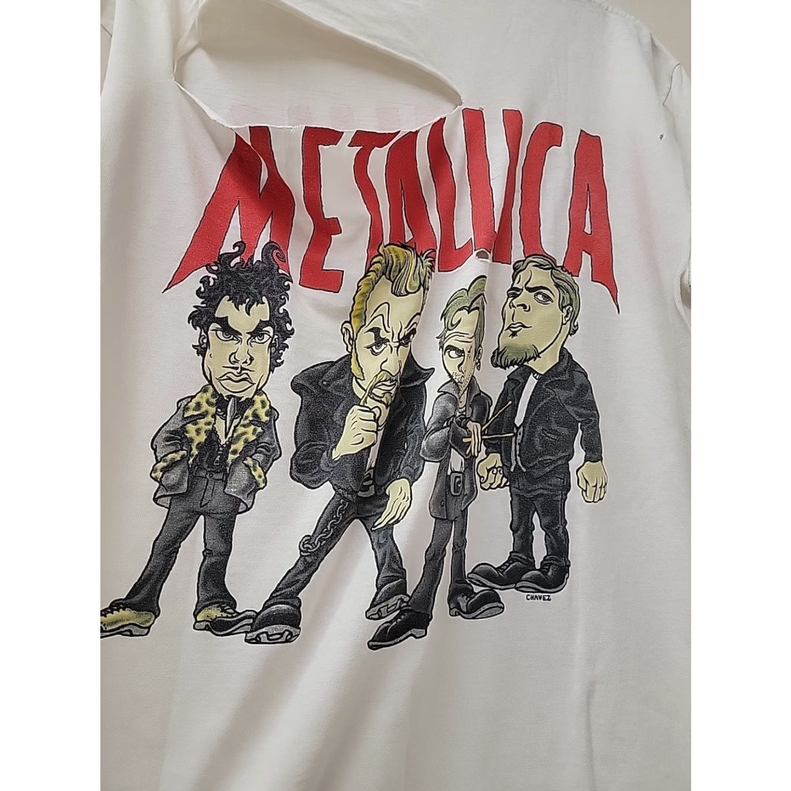 Vintage Vintage Metallica Mens L Graphic T-Shirt Metal Load Tour Cartoon 1990s White 100% Cotton Short Sleeve Size L Unisex Giant Size US L / EU 52-54 / 3 - 7 Thumbnail