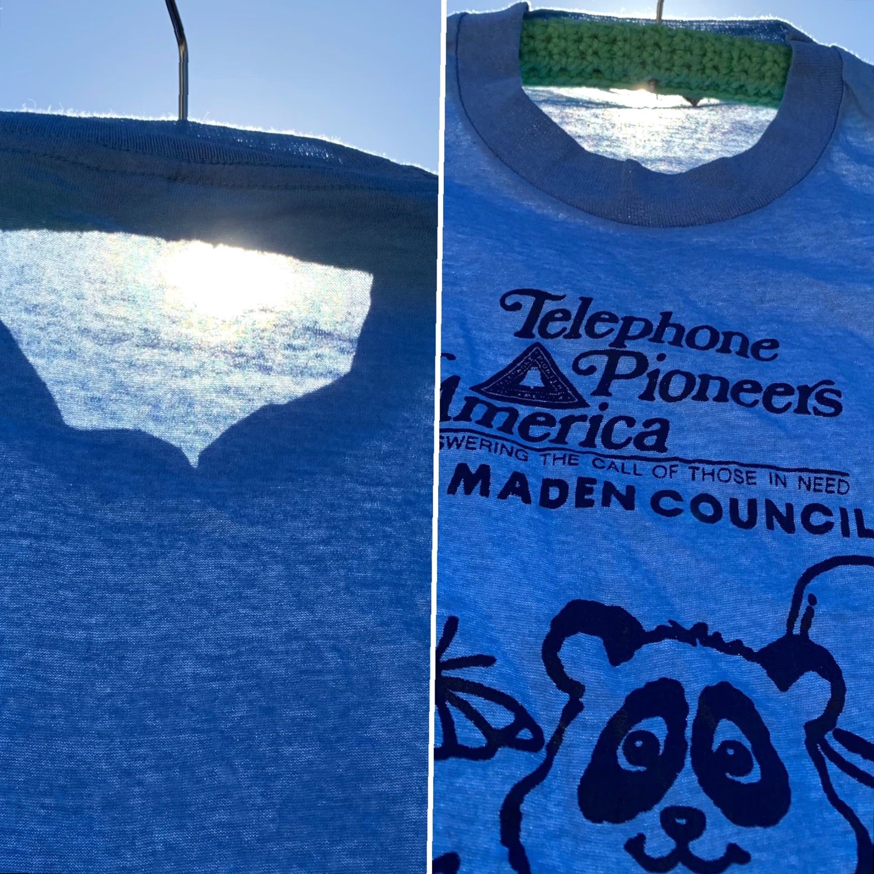 Vintage VINTAGE Screen Stars T-Shirt Men L blue 80s Graphic Print Telephone Pioneers of America Almaden Council HUG A BEAR Size US L / EU 52-54 / 3 - 5 Thumbnail