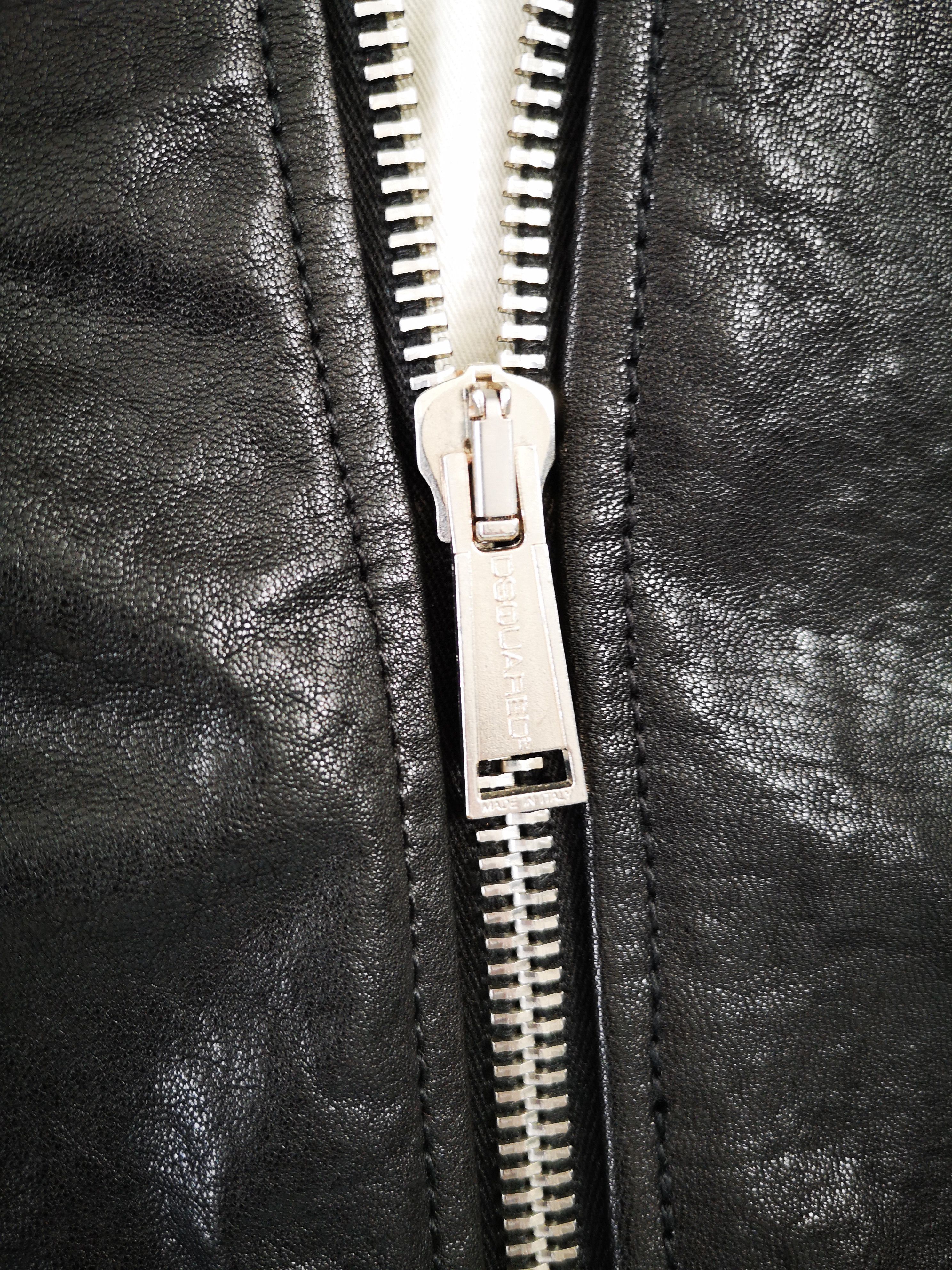 Dsquared2 DSQUARED2 BLACK BIKER LEATHER JACKET GREY SLEEVES SZ. M Size US M / EU 48-50 / 2 - 11 Thumbnail
