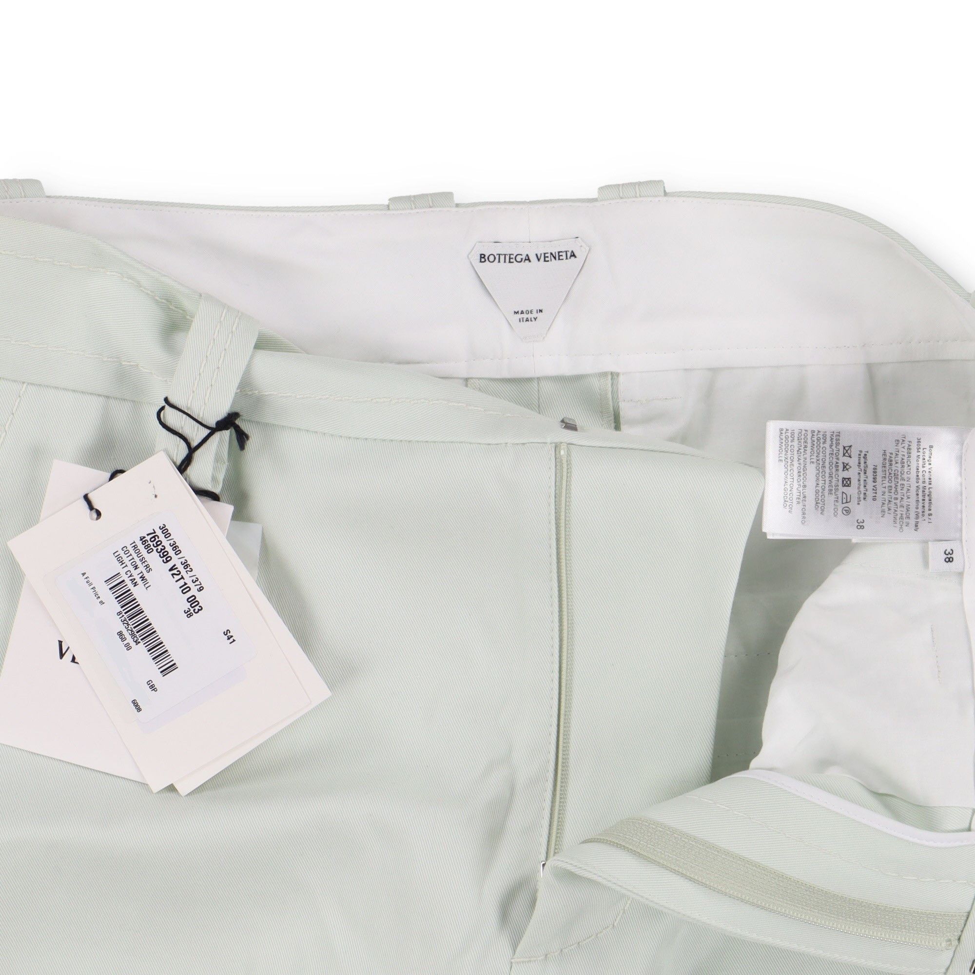Bottega Veneta Light Cyan Cotton Twill Culotte Trousers Size 26" / US 2 / IT 38 - 6 Thumbnail