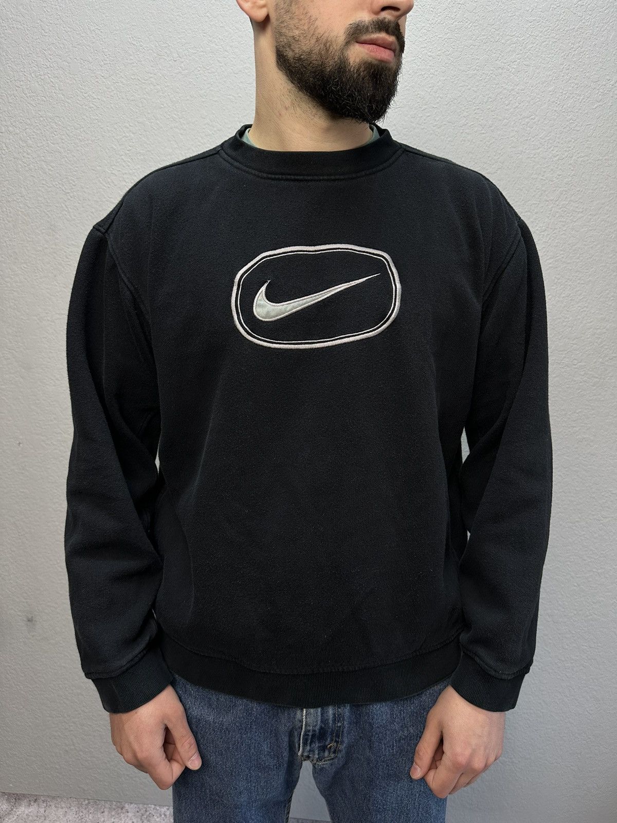 Nike × Vintage Vintage Nike Y2K Sweatshirt Big Logo Drill Swoosh Size US M / EU 48-50 / 2 - 2 Thumbnail