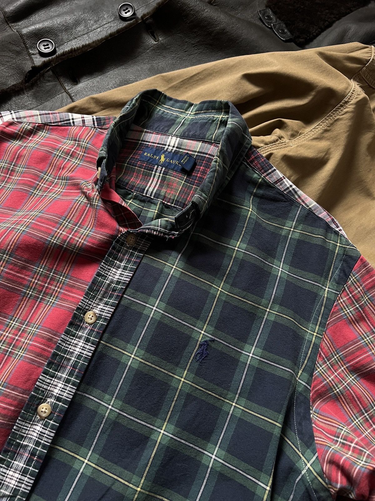 Ralph Lauren Vintage Ralph Lauren Patchwork Cotton Flannel ButtonUp Shirt Size US M / EU 48-50 / 2 - 9 Thumbnail