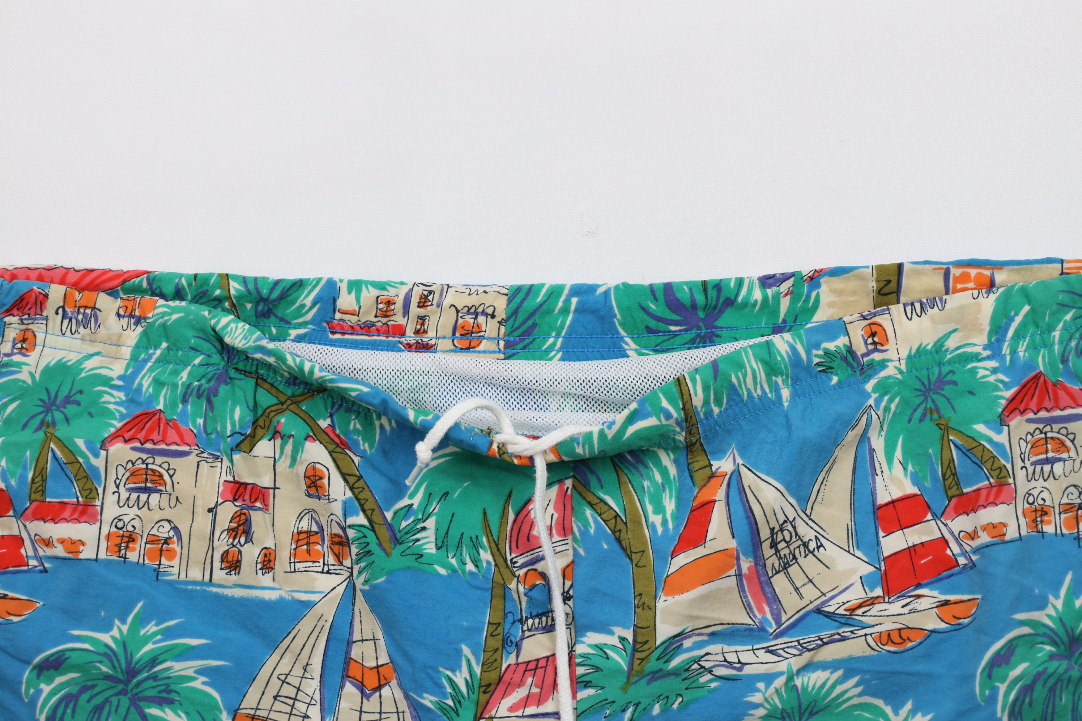 Nautica × Vintage Vintage 90s Nautica All Over Print Lined Shorts Trunks Size US 38 / EU 54 - 2 Thumbnail