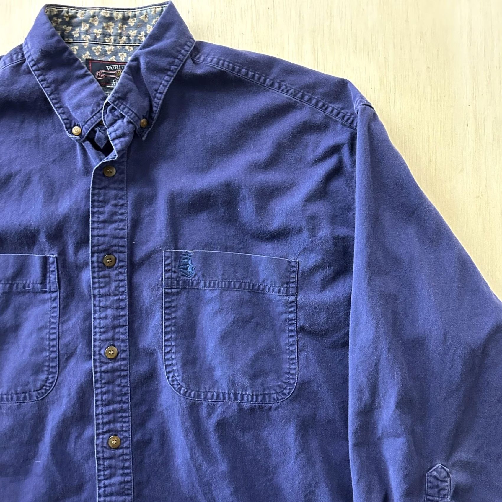 Vintage VINTAGE Puritan Shirt Mens XL Blue Solid Long Sleeve Button Up Casual Cotton Shirt Size US XL / EU 56 / 4 - 2 Thumbnail