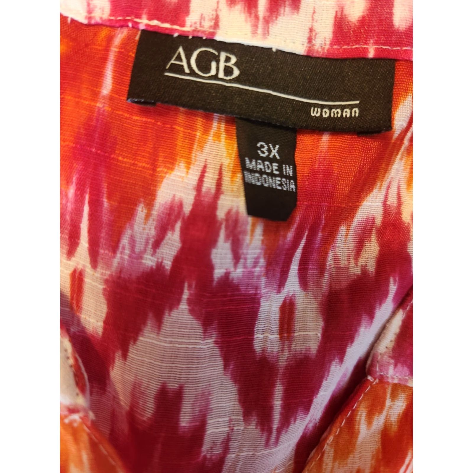 Vintage AGB Woman Geometric Button Front Top 3X Bohemian Hippie Casual Shirt Girls Size XXL / US 16-18 / IT 52-54 - 6 Thumbnail
