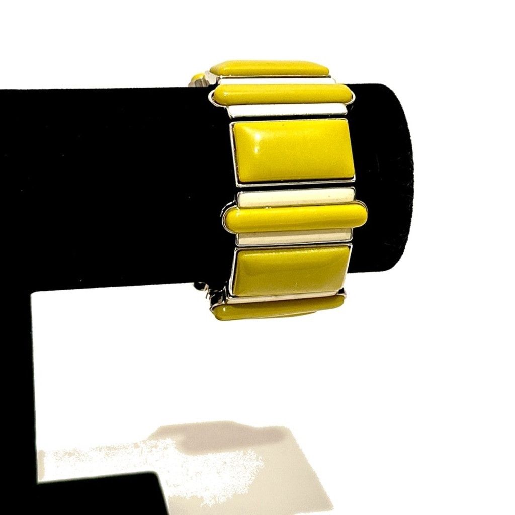 White House Black Market WHBM Mustard Yellow & Ivory Stretch Bracelet | NWT Size ONE SIZE - 1 Thumbnail
